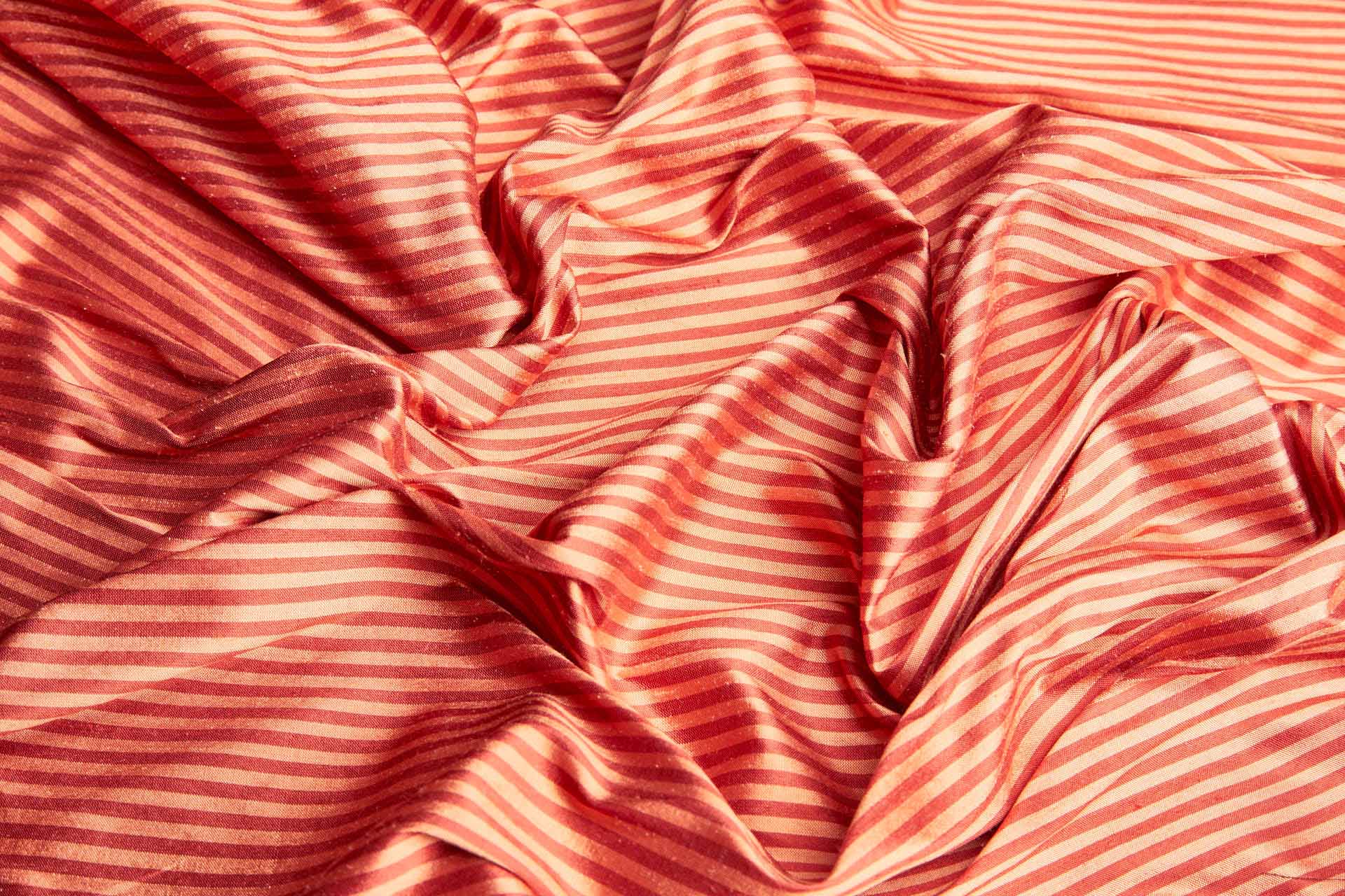 Striped Silk Dupion in Rust and Peach fabric, image 3 of 8