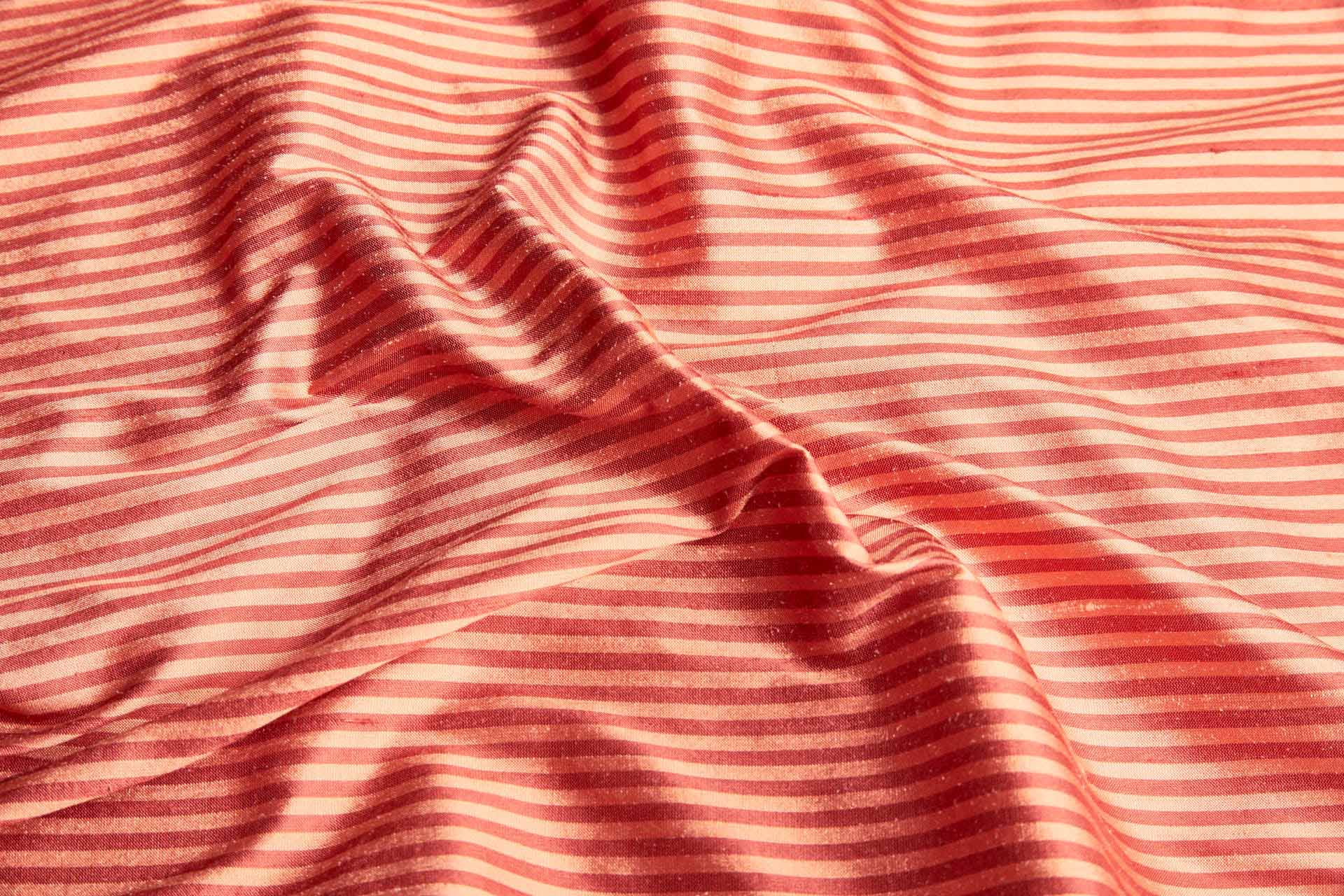 Striped Silk Dupion in Rust and Peach fabric, image 5 of 8