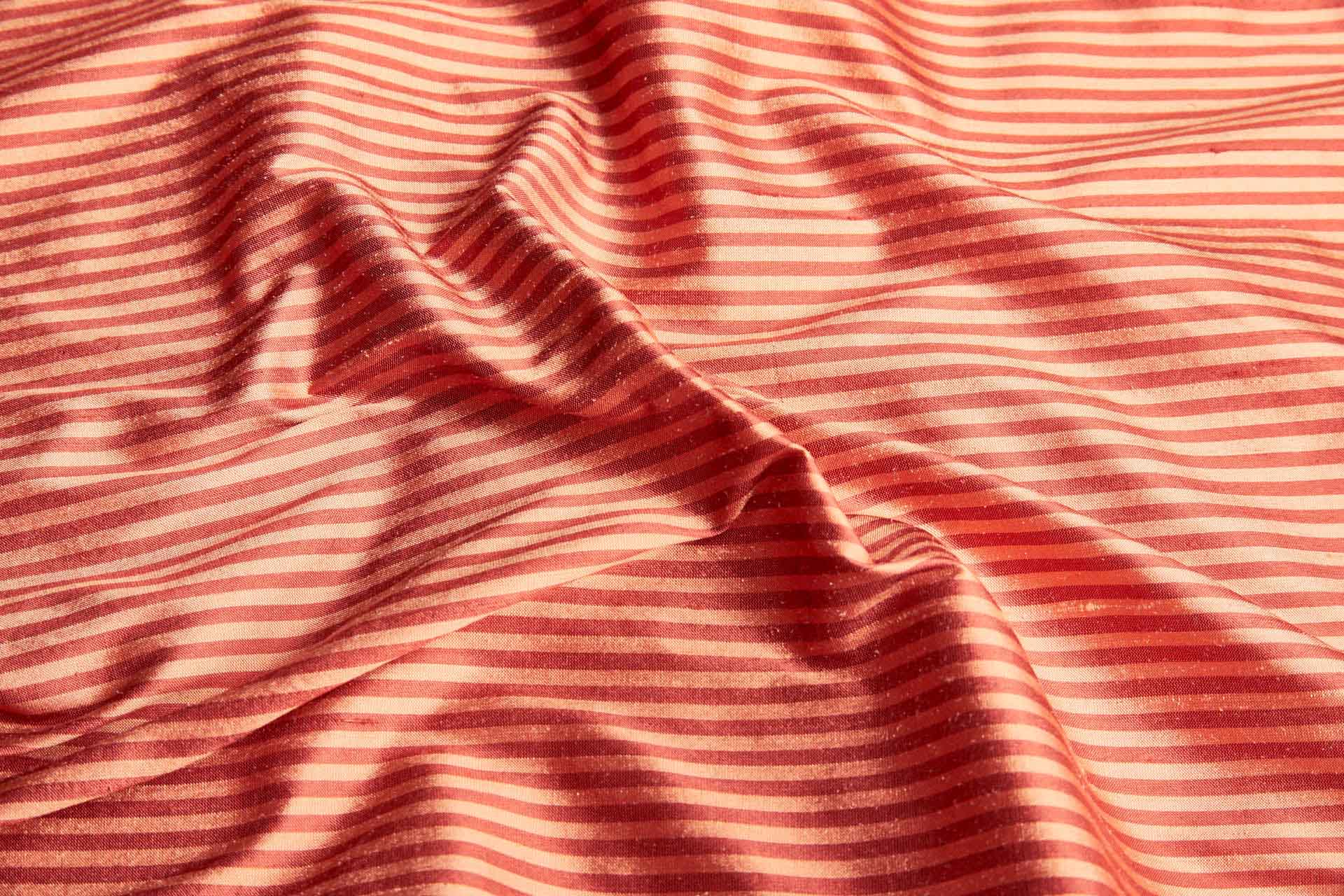 Striped Silk Dupion in Rust and Peach fabric, image 6 of 8