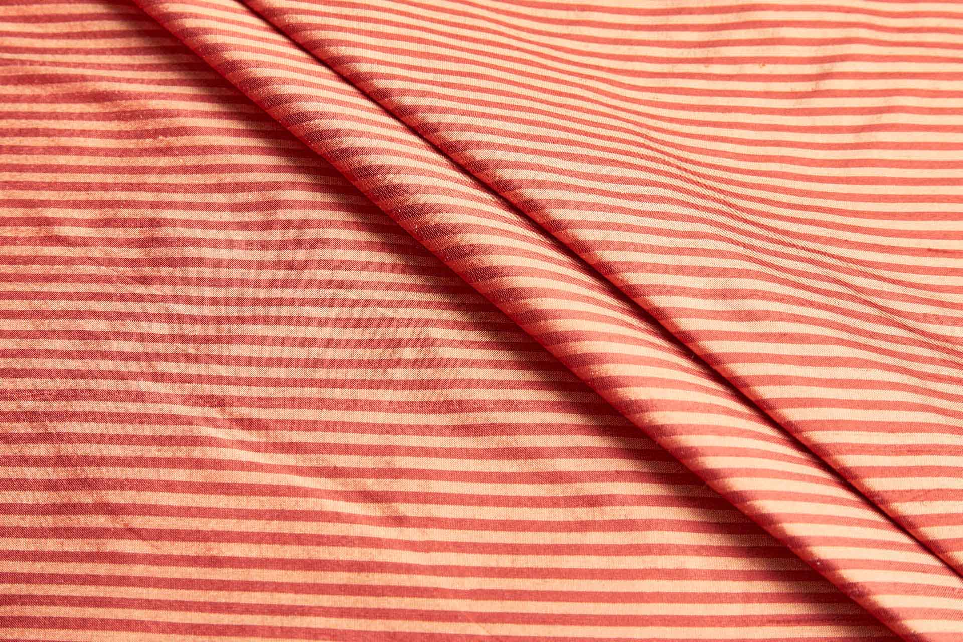 Striped Silk Dupion in Rust and Peach fabric, image 7 of 8