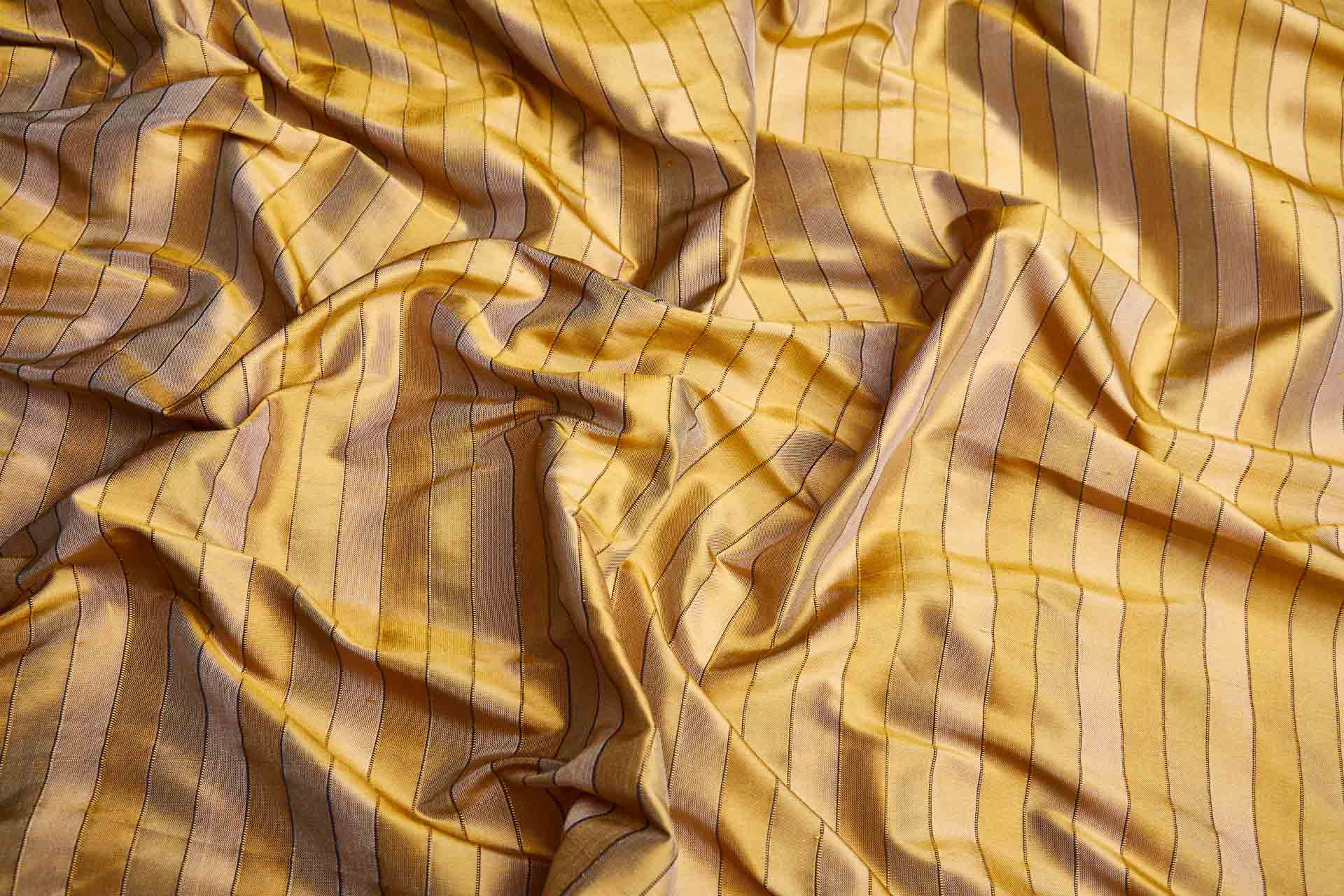 Wide Striped Silk Dupion - Warm Yellow and Gold fabric, image 3 of 7