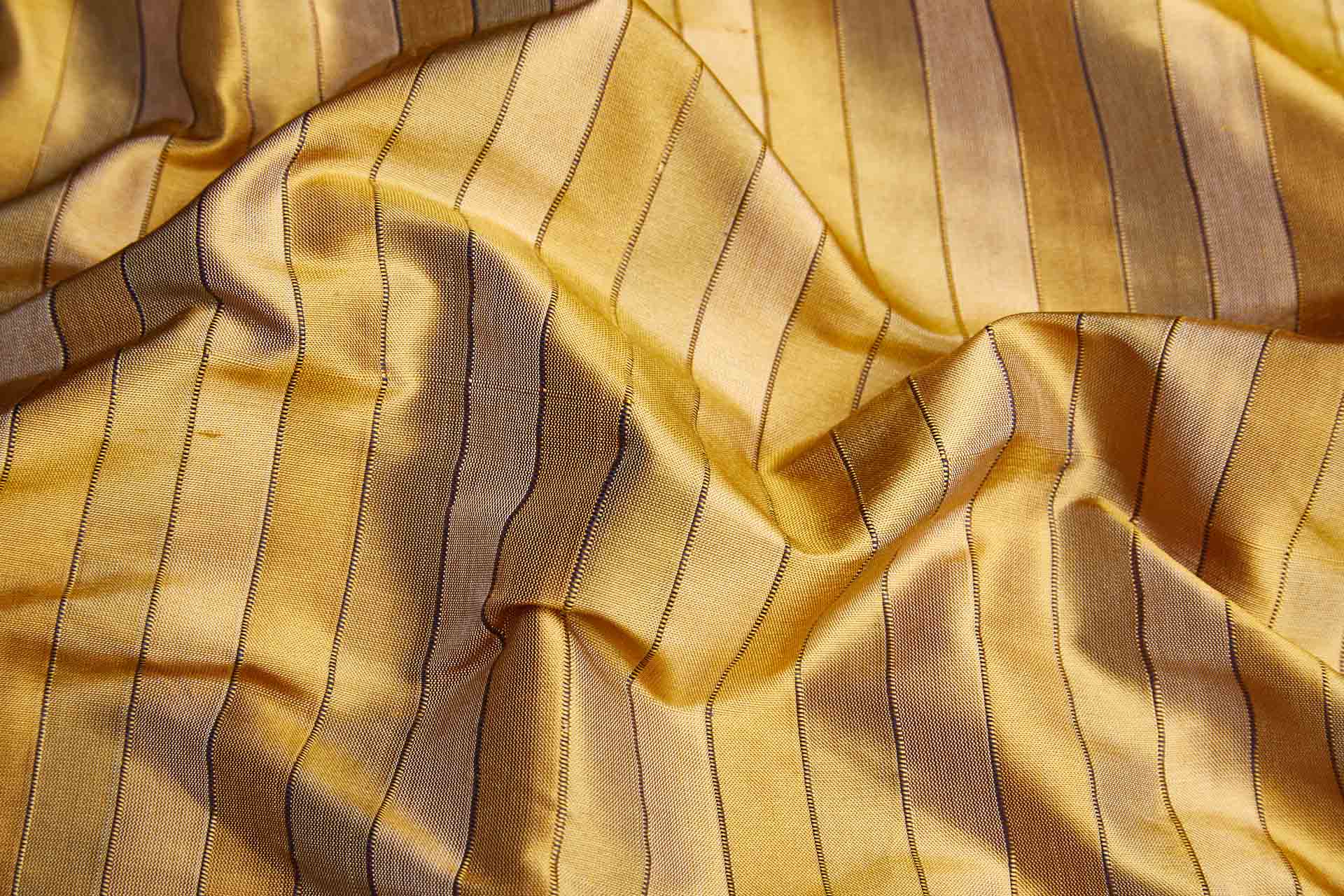 Wide Striped Silk Dupion - Warm Yellow and Gold fabric, image 4 of 7