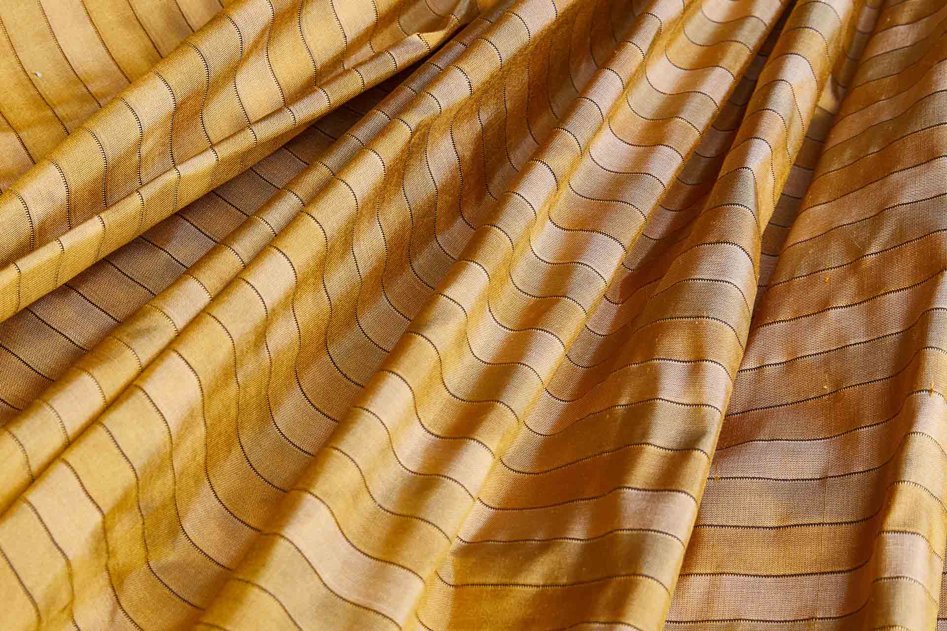 Wide Striped Silk Dupion - Warm Yellow and Gold fabric, image 5 of 7
