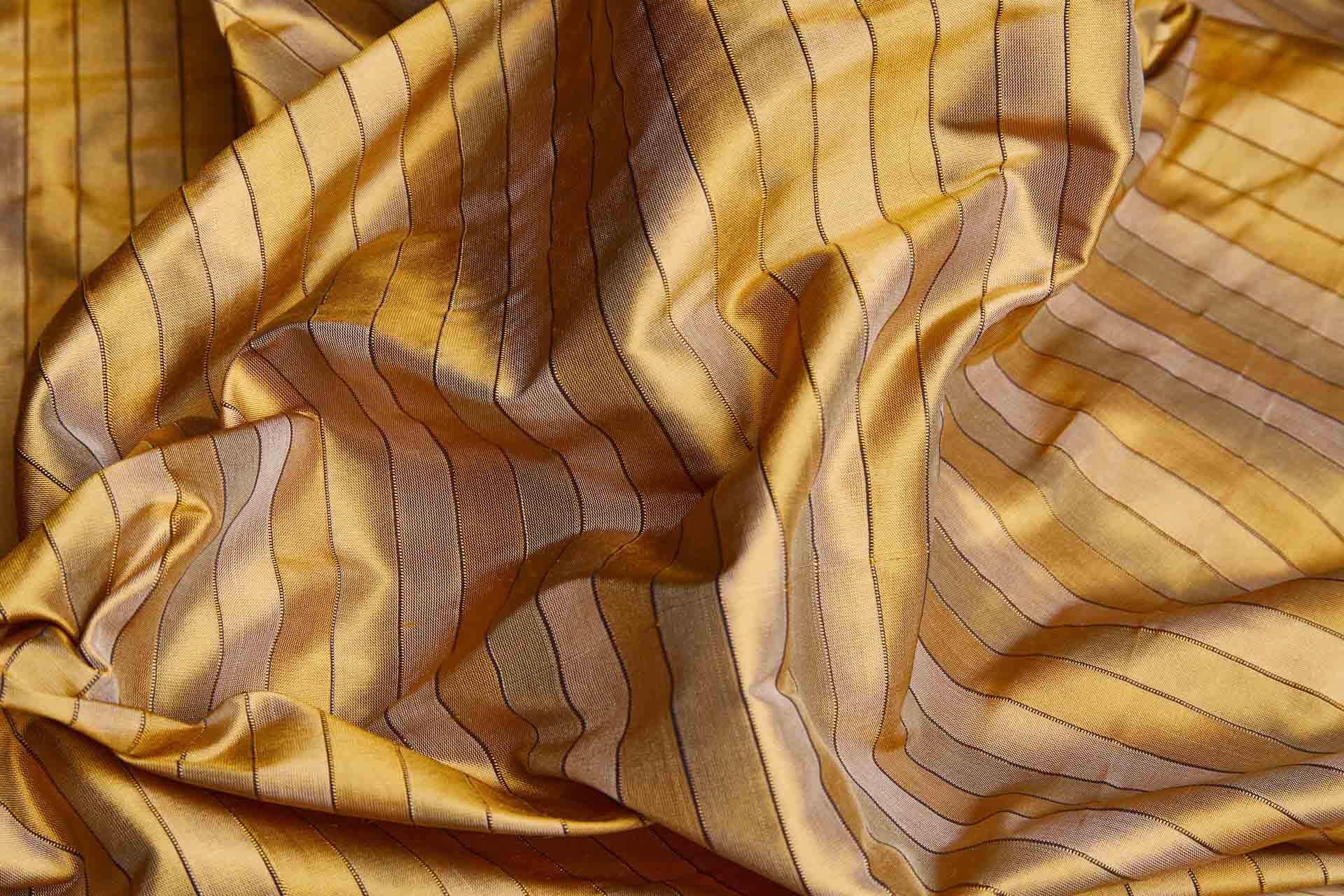 Wide Striped Silk Dupion - Warm Yellow and Gold fabric, image 6 of 7