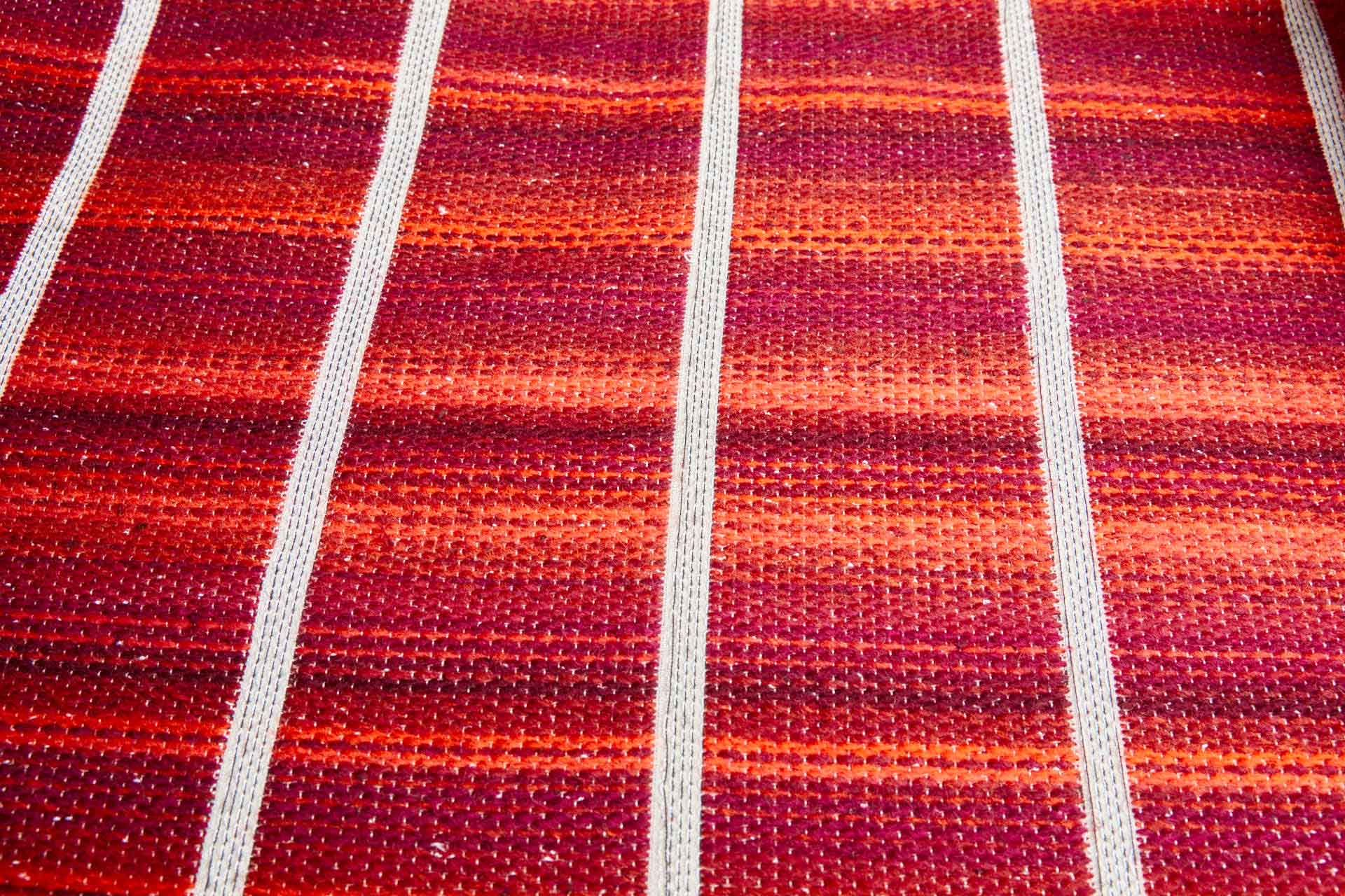Woven Velvet Fabric in Black and White with Red Stripes, image 8 of 9