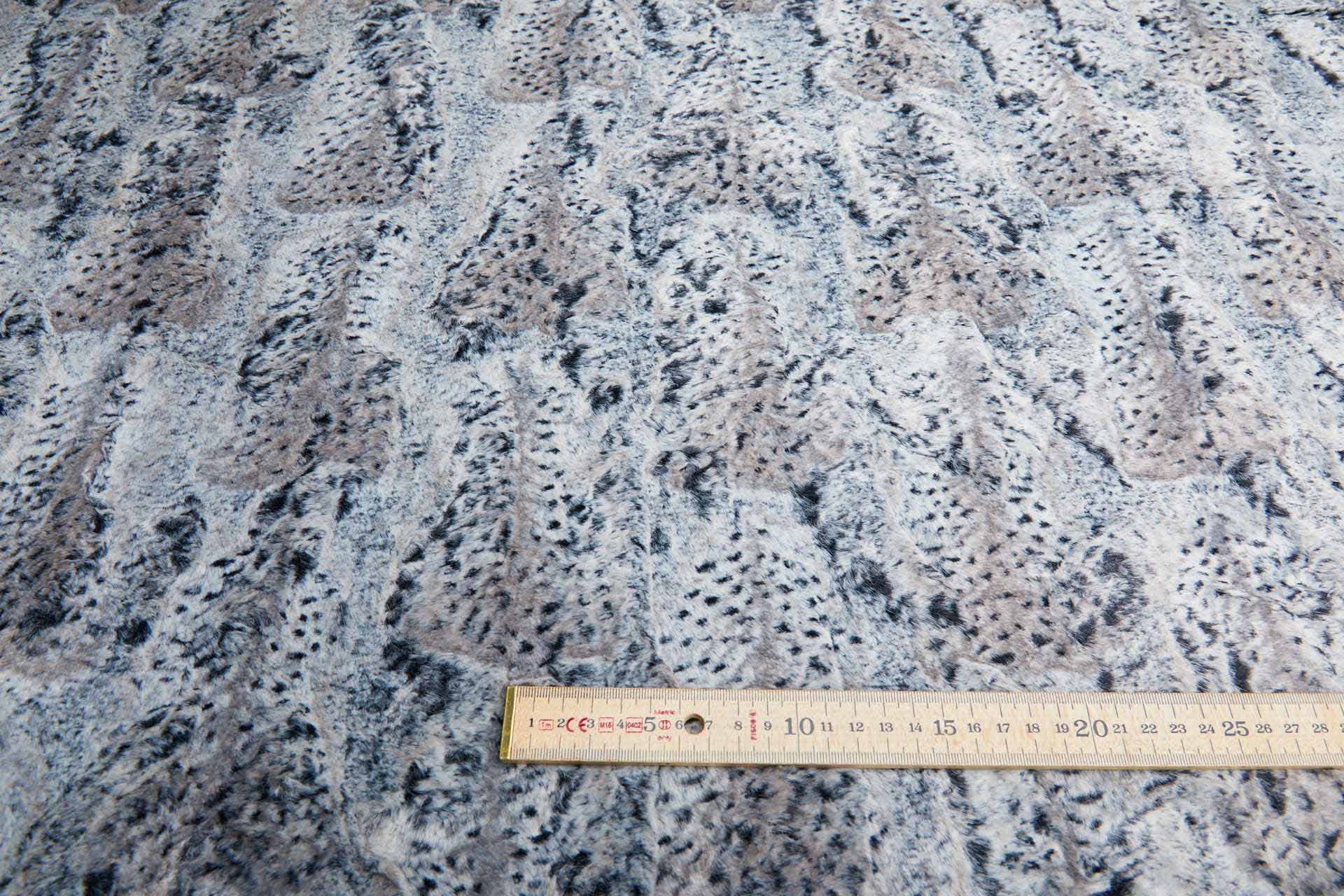 Soft Short Pile Faux Fur - Black, Grey and Silver fabric, image 2 of 7