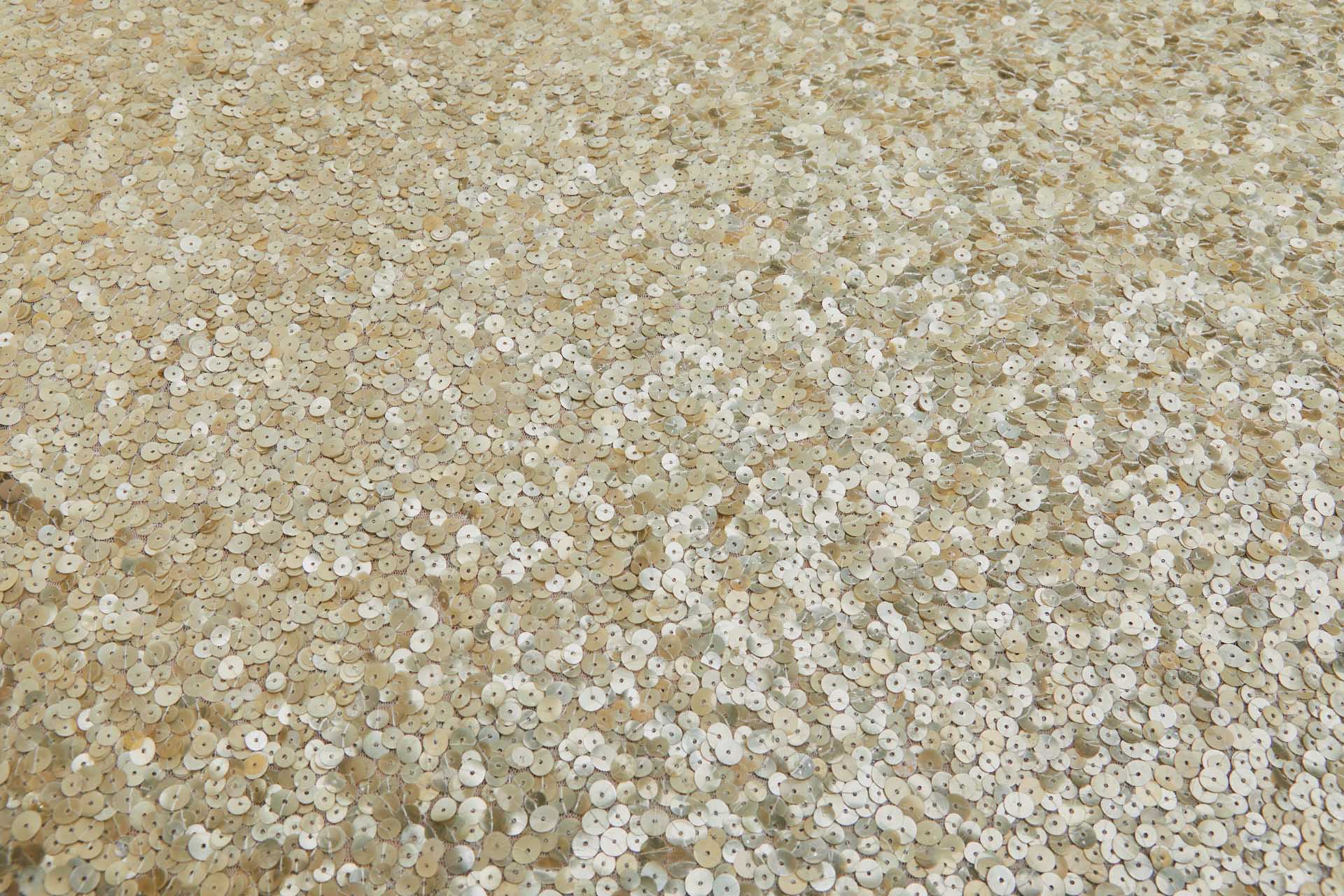 Gold Iridescent Mixed Sequins on Ivory Tulle fabric, image 8 of 8