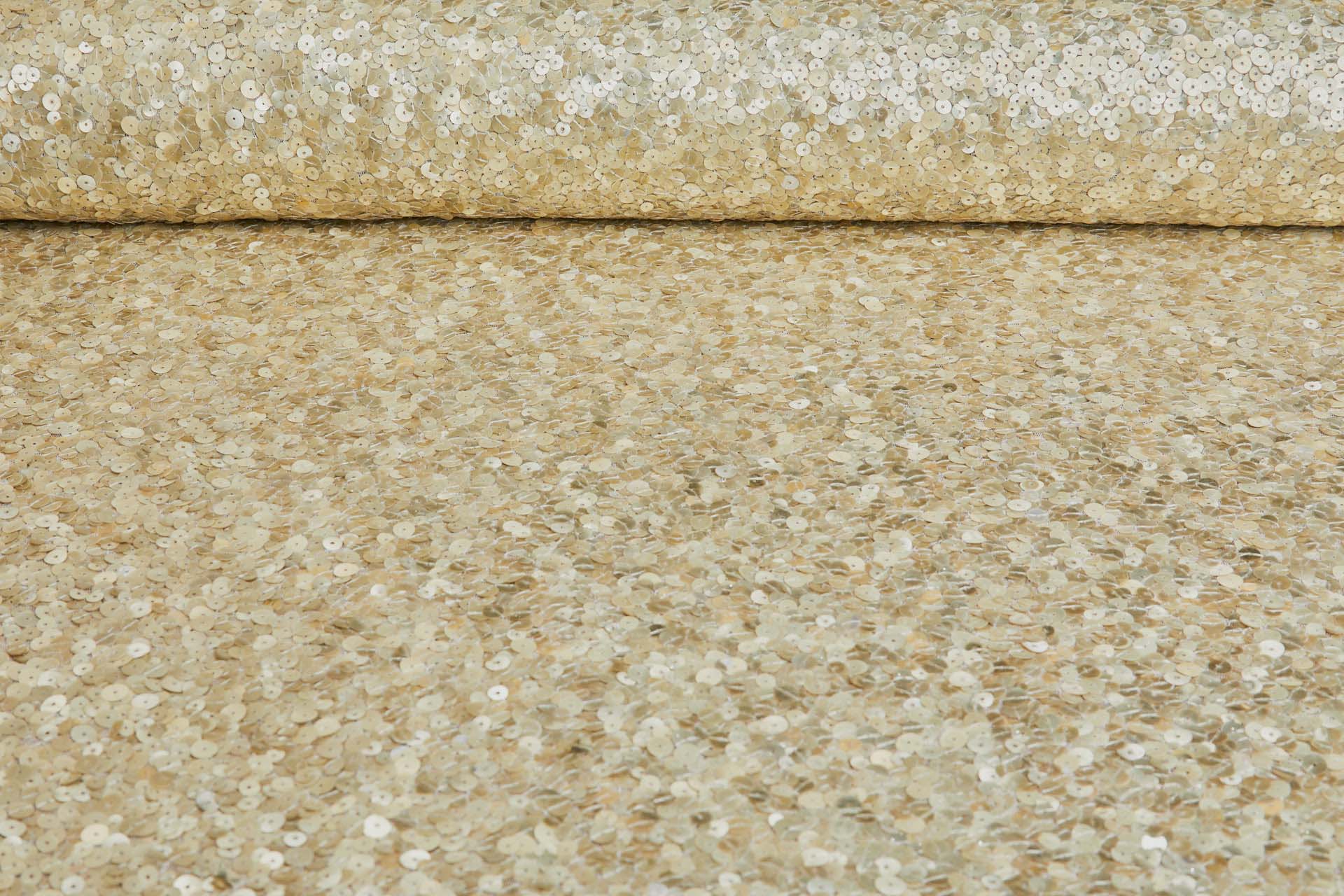 Gold Iridescent Mixed Sequins on Ivory Tulle fabric, image 4 of 8