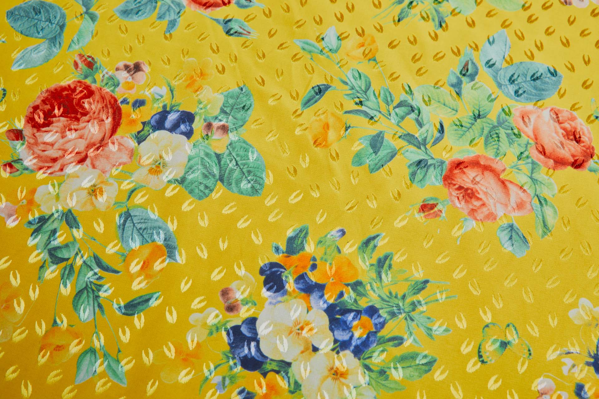 Floral Printed Jacquard - Yellow / Multi fabric, image 3 of 9