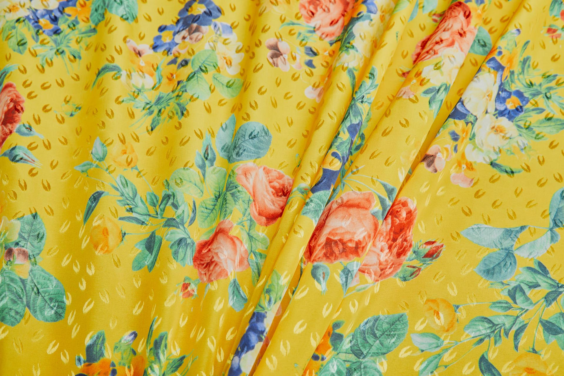 Floral Printed Jacquard - Yellow / Multi fabric, image 4 of 9