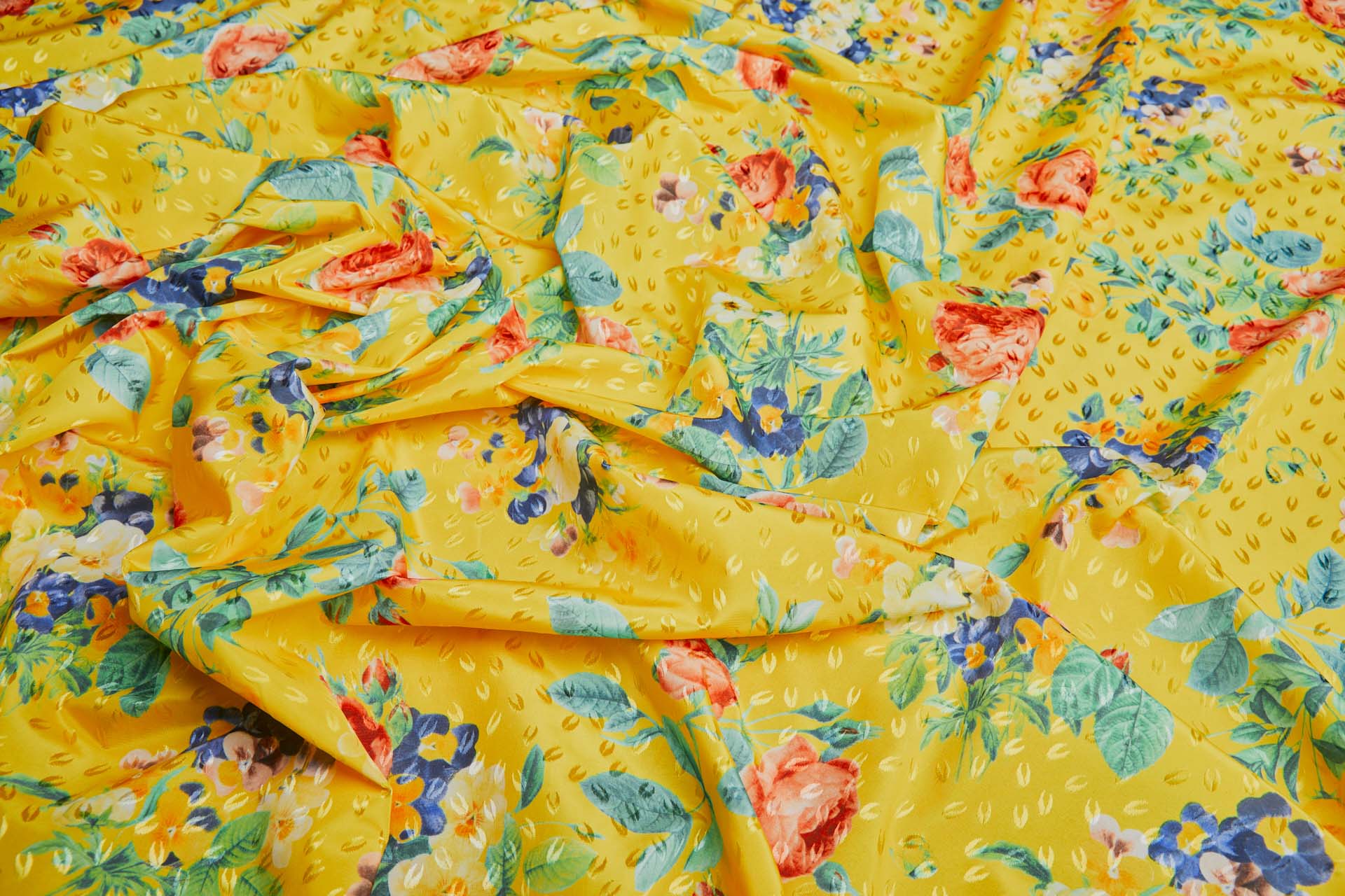 Floral Printed Jacquard - Yellow / Multi fabric, image 5 of 9