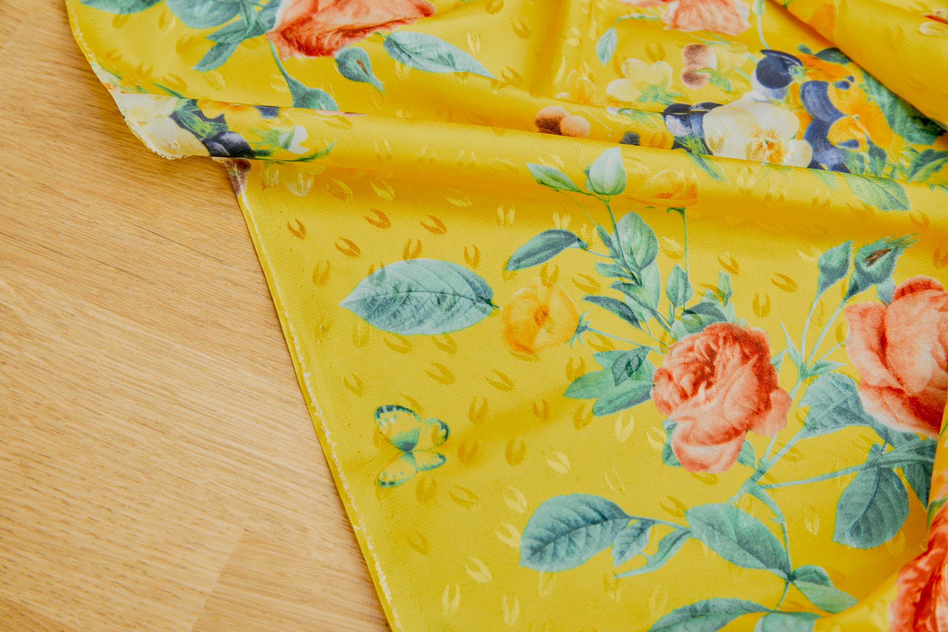 Floral Printed Jacquard - Yellow / Multi fabric, image 8 of 9