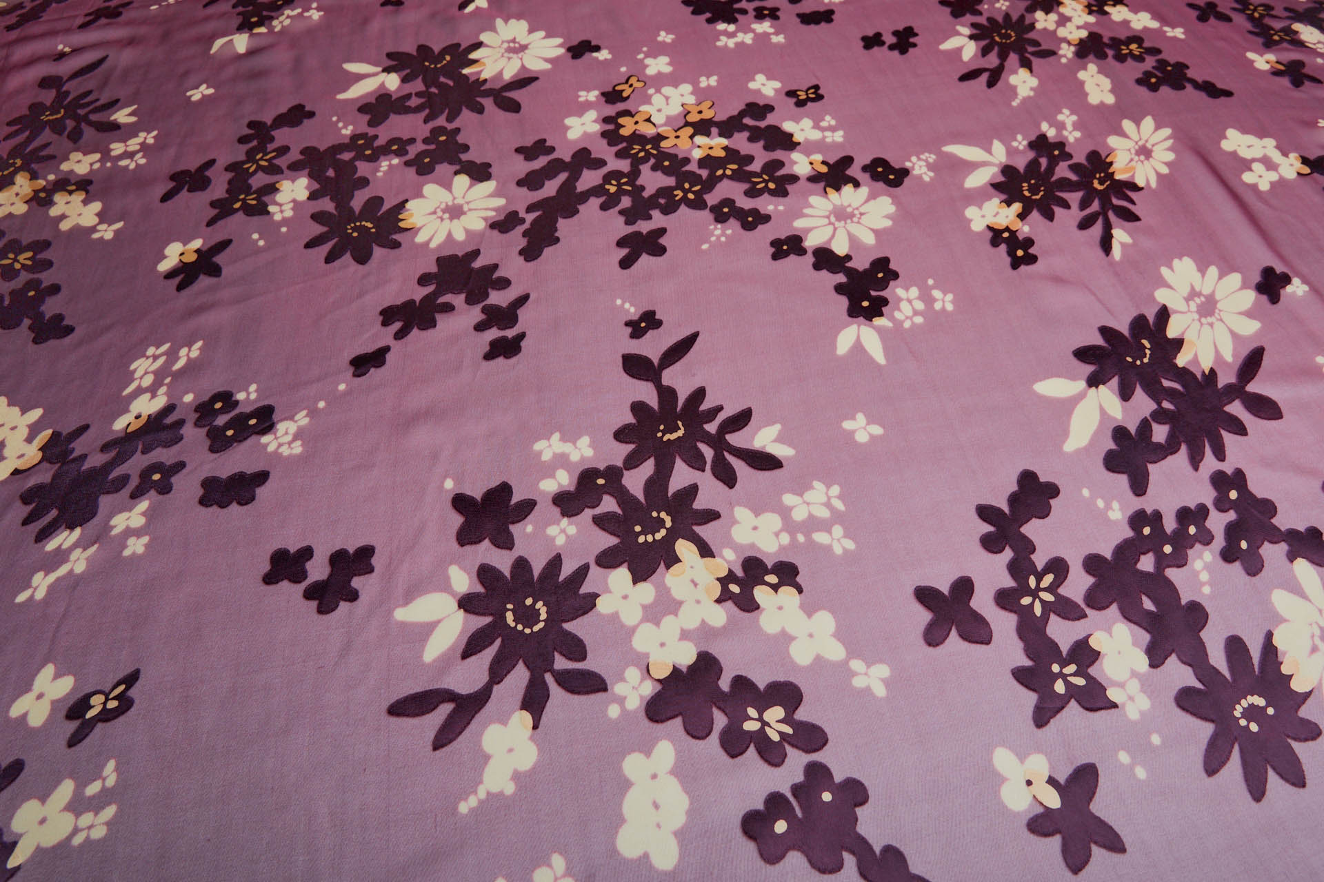 Silk / Viscose Floral Satin Devore - Plum and Pinks fabric, image 4 of 11