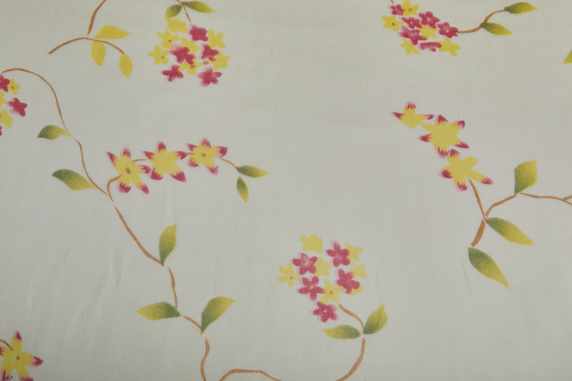 Soft Yellow Silk Chiffon with Delicate Floral Print fabric, image 8 of 9
