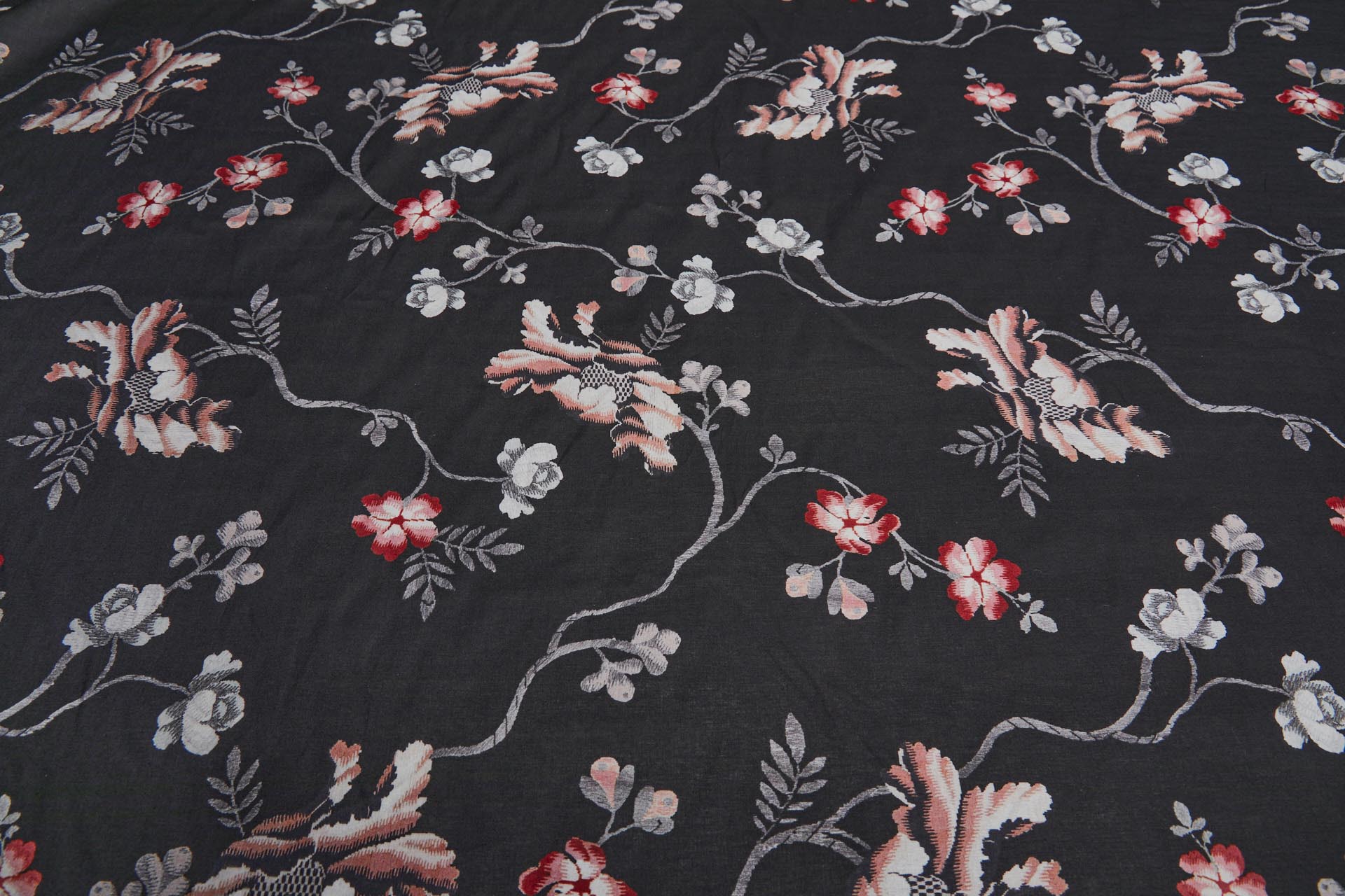 Floral Print Cotton - Black, Red, Pink, Grey and Off White fabric, image 8 of 8