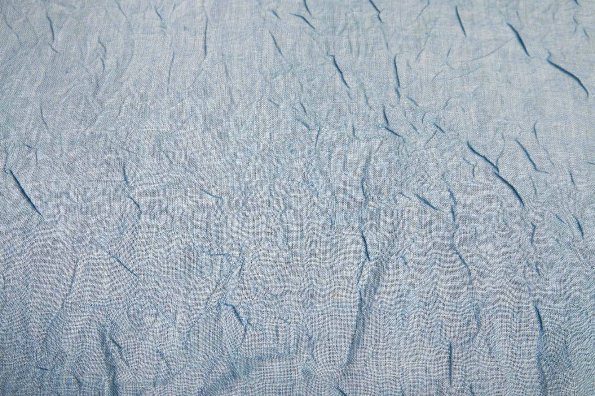 Sky Blue Crinkled Linen fabric, image 5 of 5