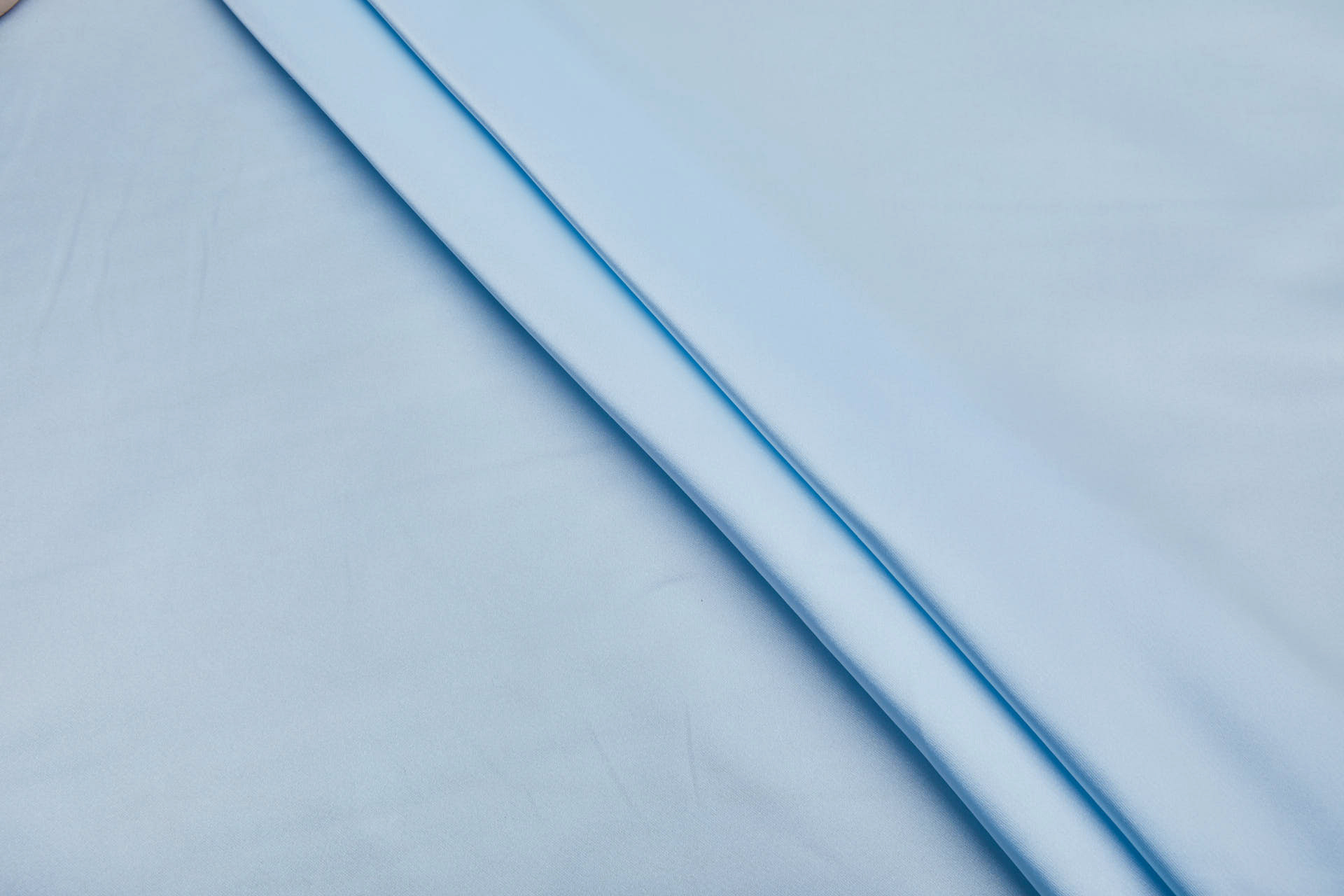 French Double Sided Acetate Duchess Satin - Ivory shot Sky Blue fabric, image 8 of 10