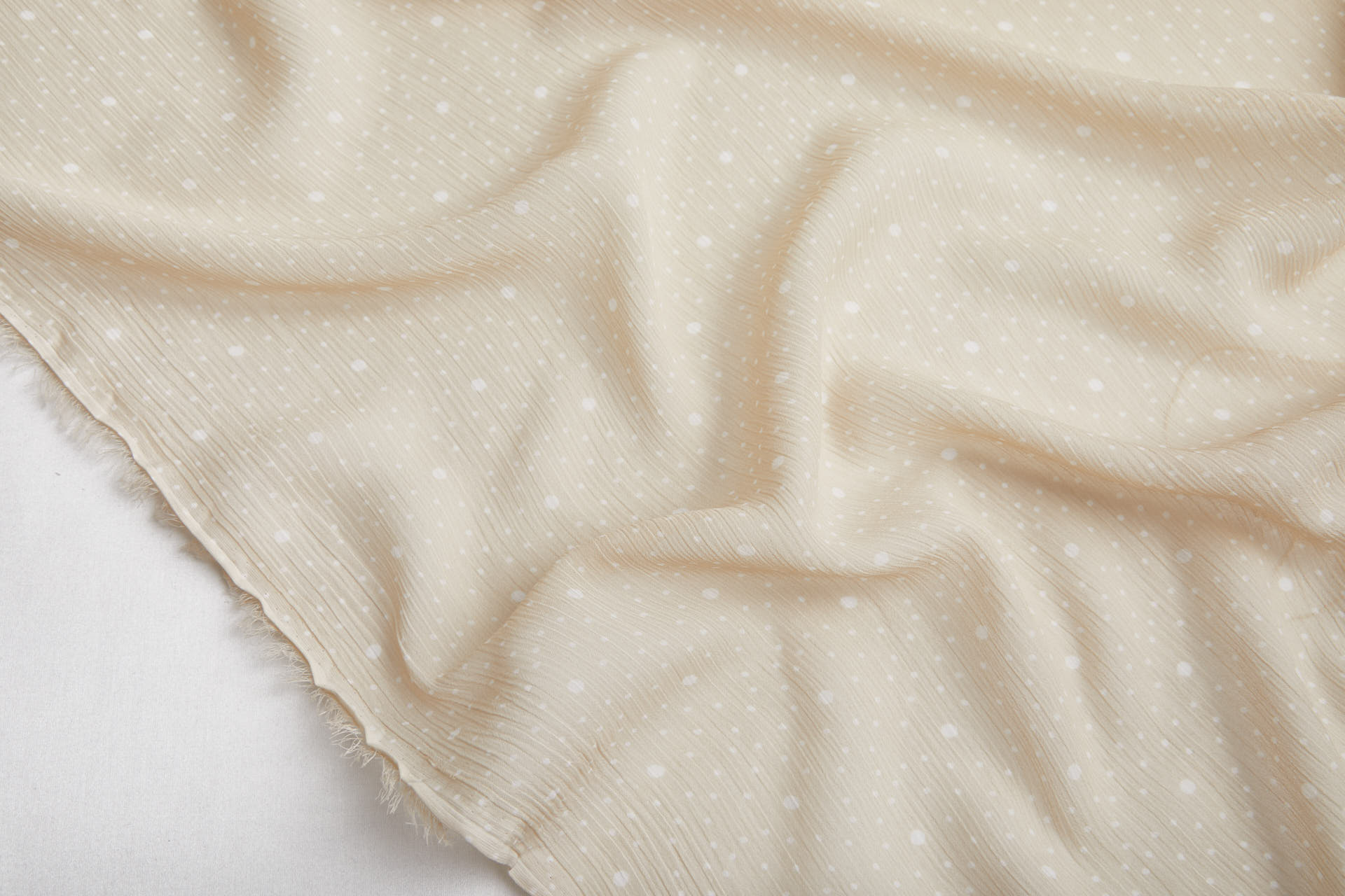 Dotty Crinkle Chiffon - Clay and Ivory fabric, image 5 of 9