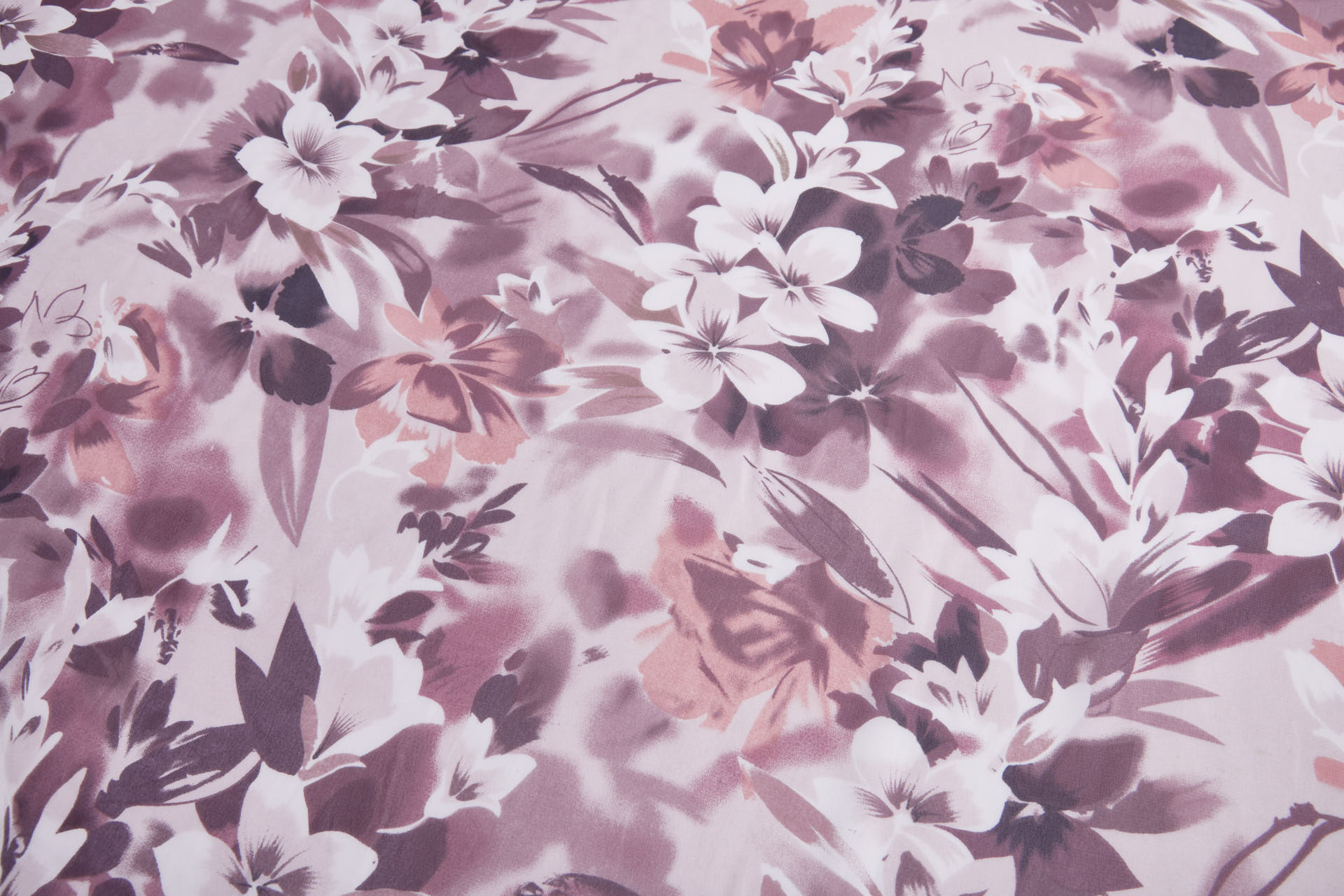 Watercolour Floral Print Chiffon - Mauve, Lilac, Pink and Ivory fabric, image 4 of 11