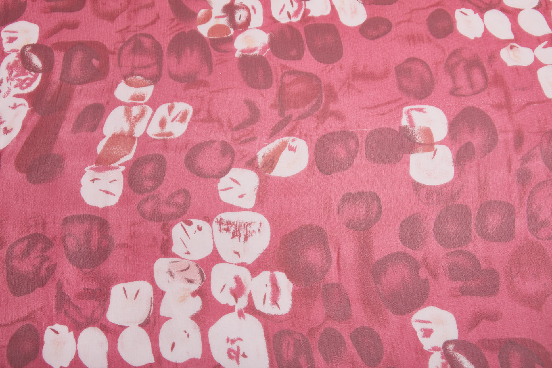 Abstract "Microscope Biology" Printed Chiffon in Reds, Pinks and Ivory fabric, image 11 of 12