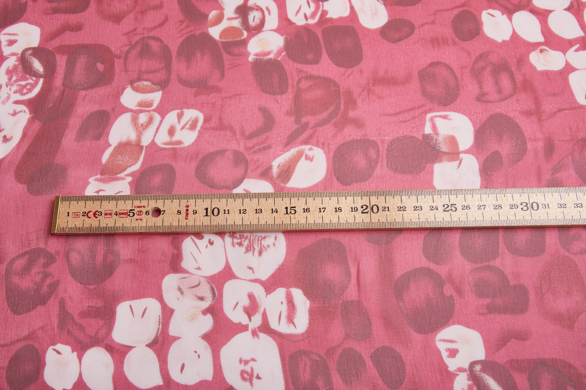 Abstract "Microscope Biology" Printed Chiffon in Reds, Pinks and Ivory fabric, image 12 of 12