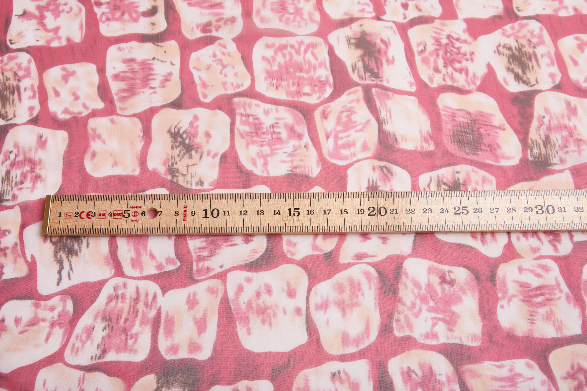 Abstract "Microscope Biology" Printed Chiffon in Reds, Pinks and Ivory fabric, image 13 of 13