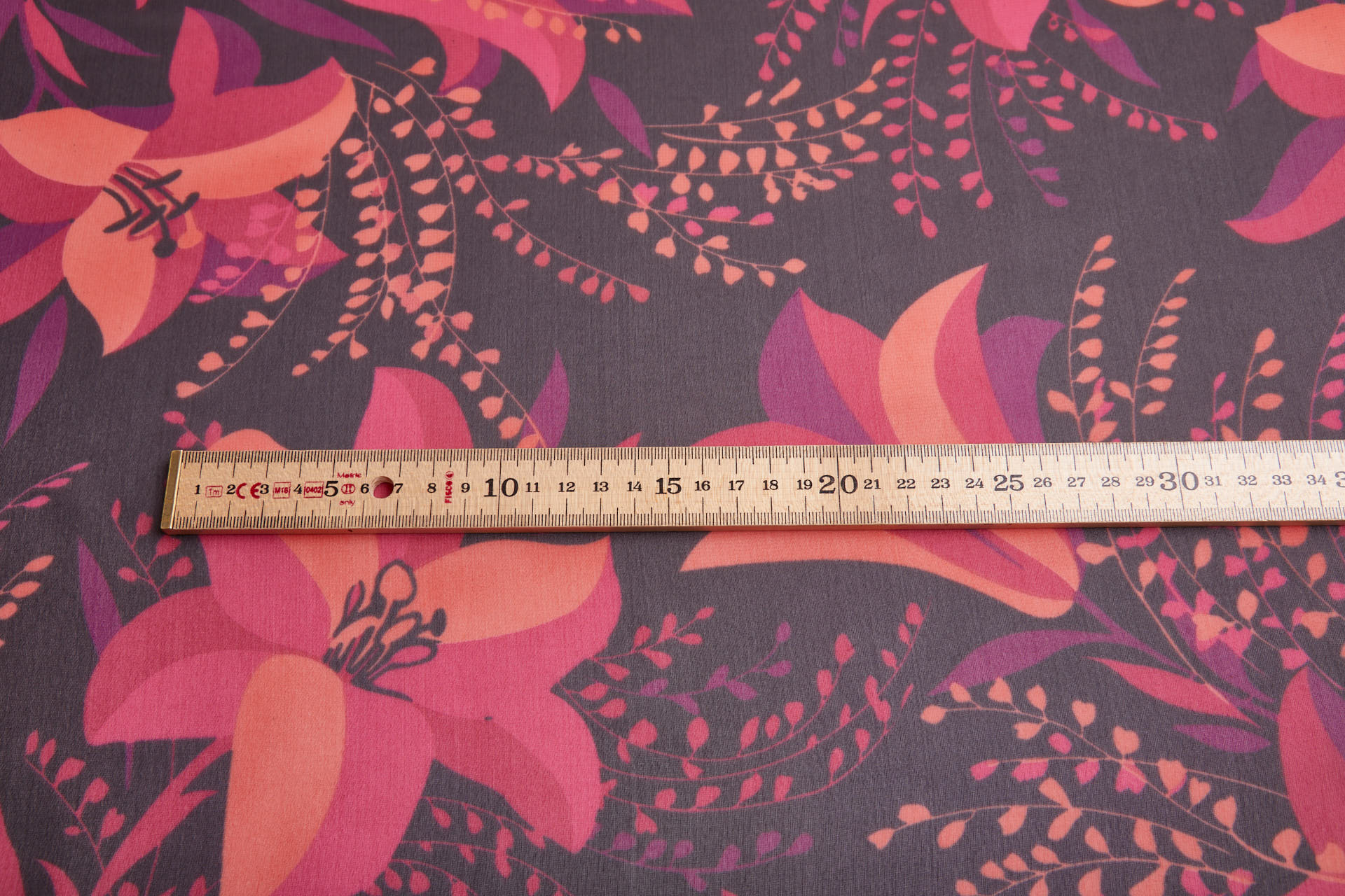 Bold Floral Lilies Printed Chiffon - Plum, Magenta & Coral fabric, image 13 of 13