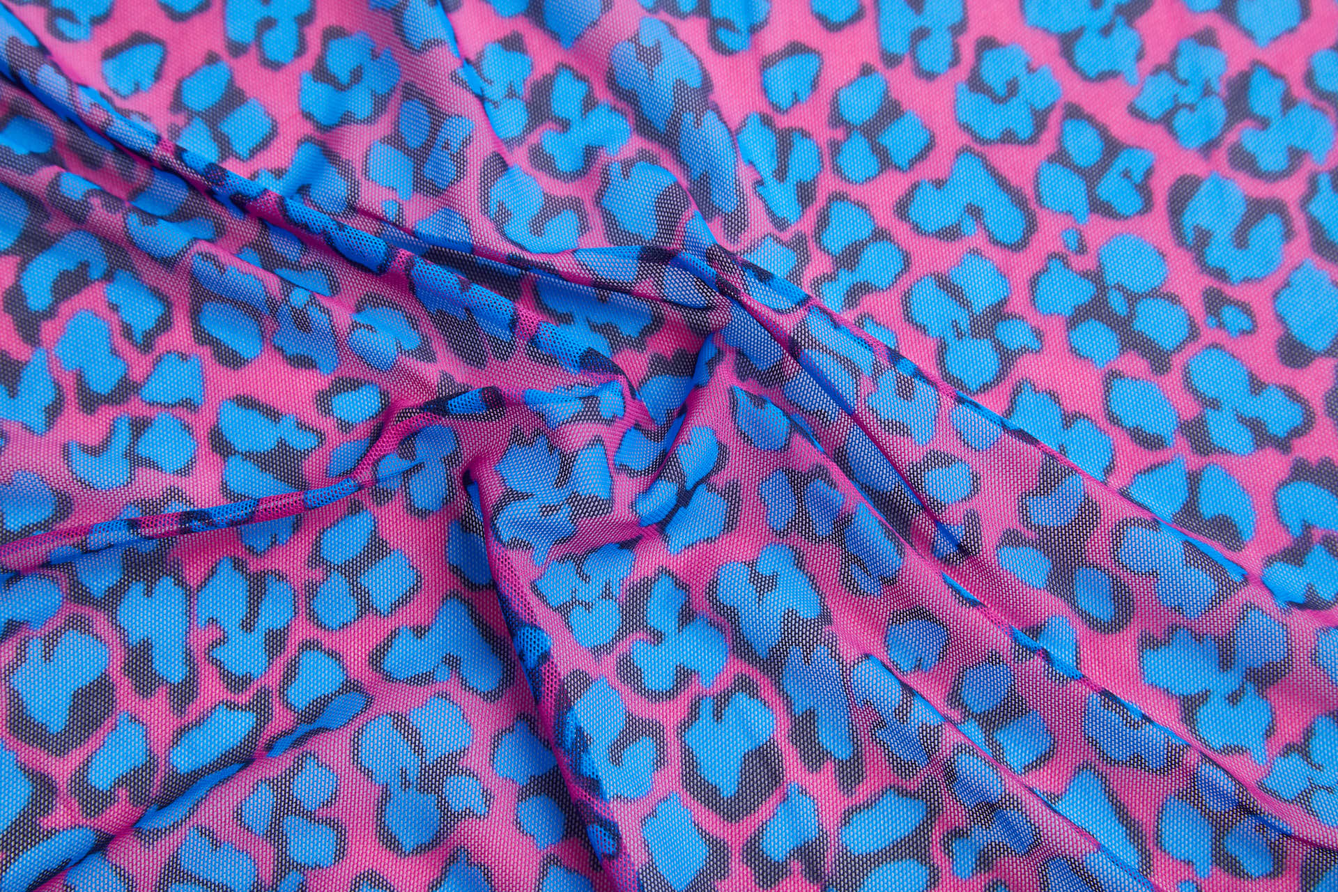 Leopard Print Sheer Bodystocking - Pink and Blue fabric, image 3 of 12