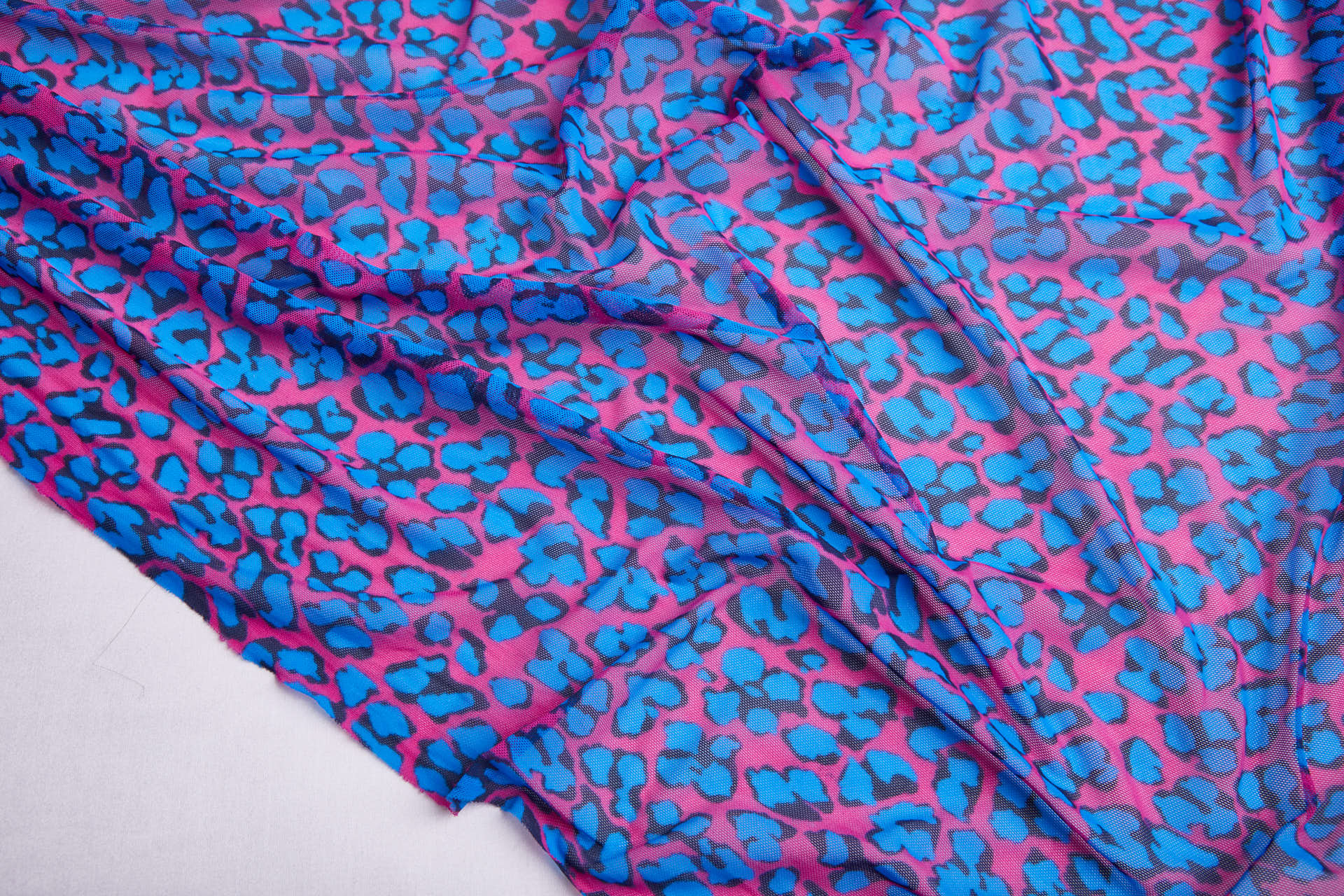 Leopard Print Sheer Bodystocking - Pink and Blue fabric, image 4 of 12