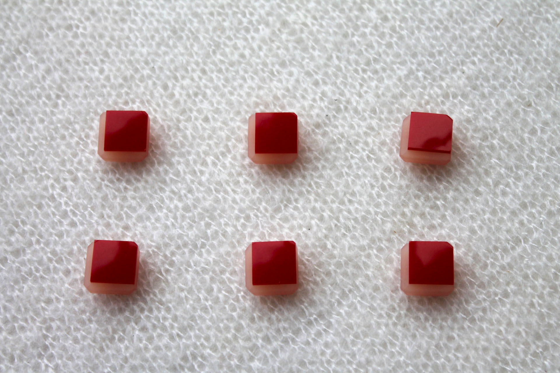 Red and White Square Resin Button - 1cm, image 2 of 4