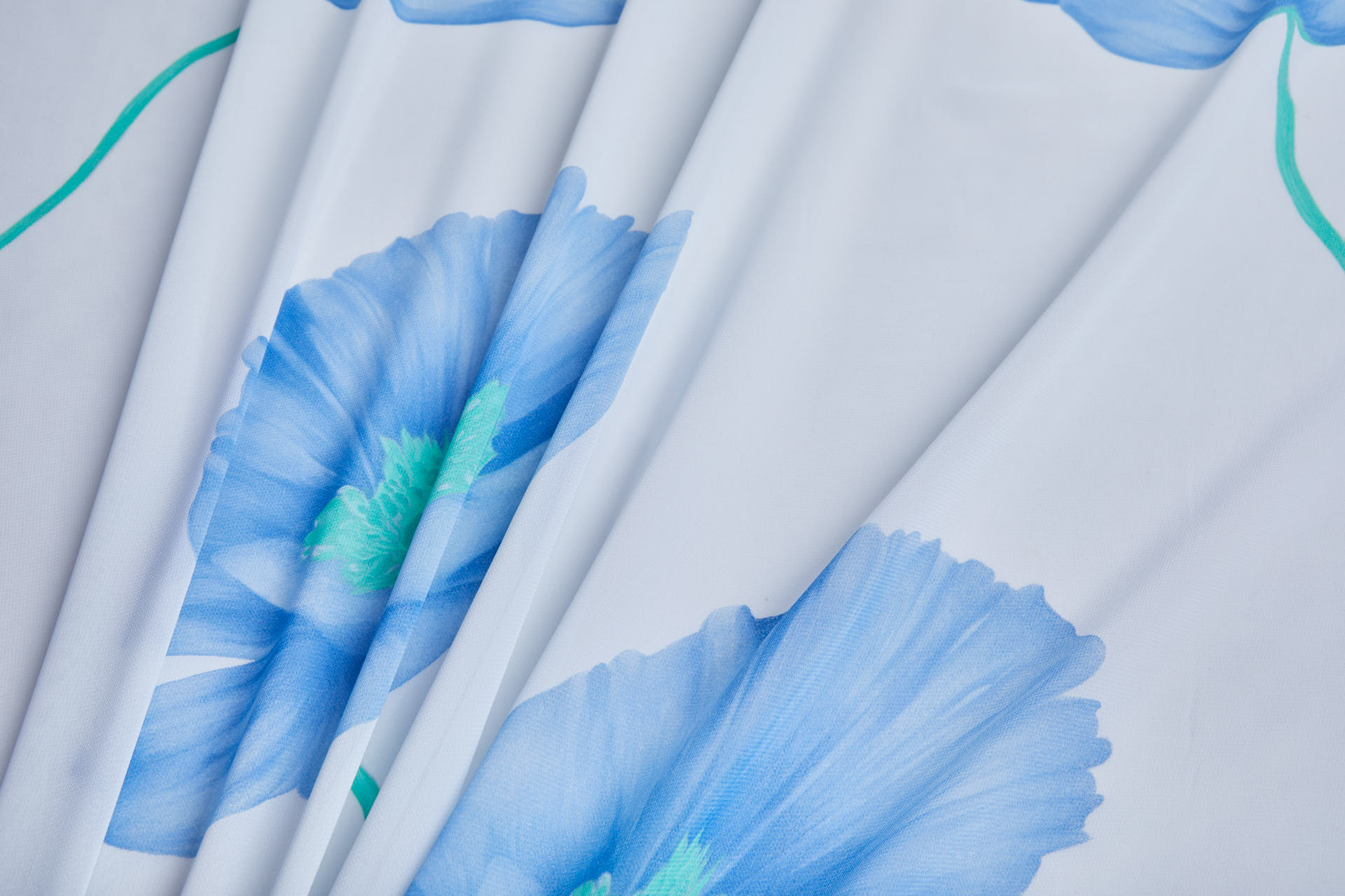XXL Poppies Print Georgette in Blues fabric, image 3 of 10