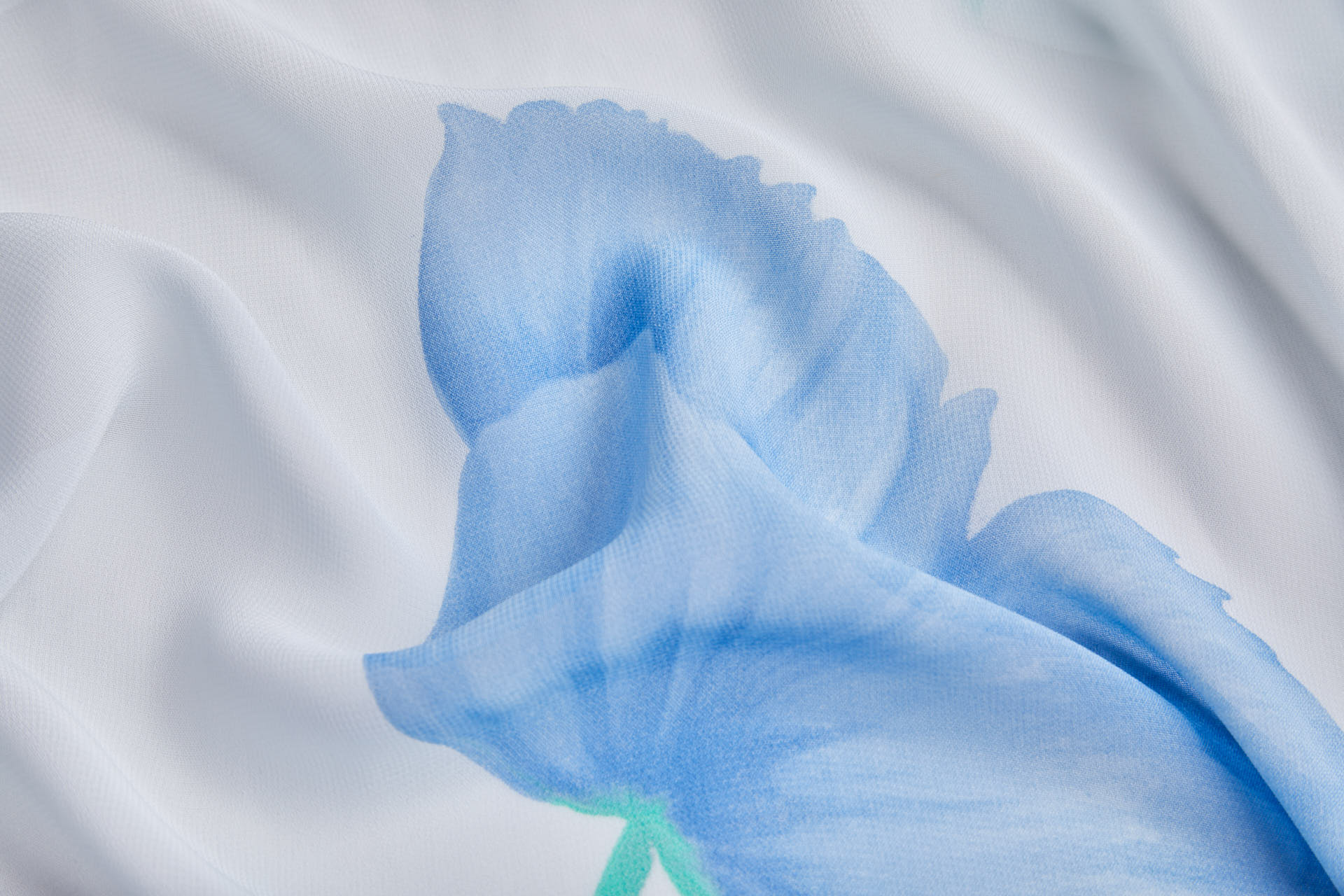 XXL Poppies Print Georgette in Blues fabric, image 5 of 10