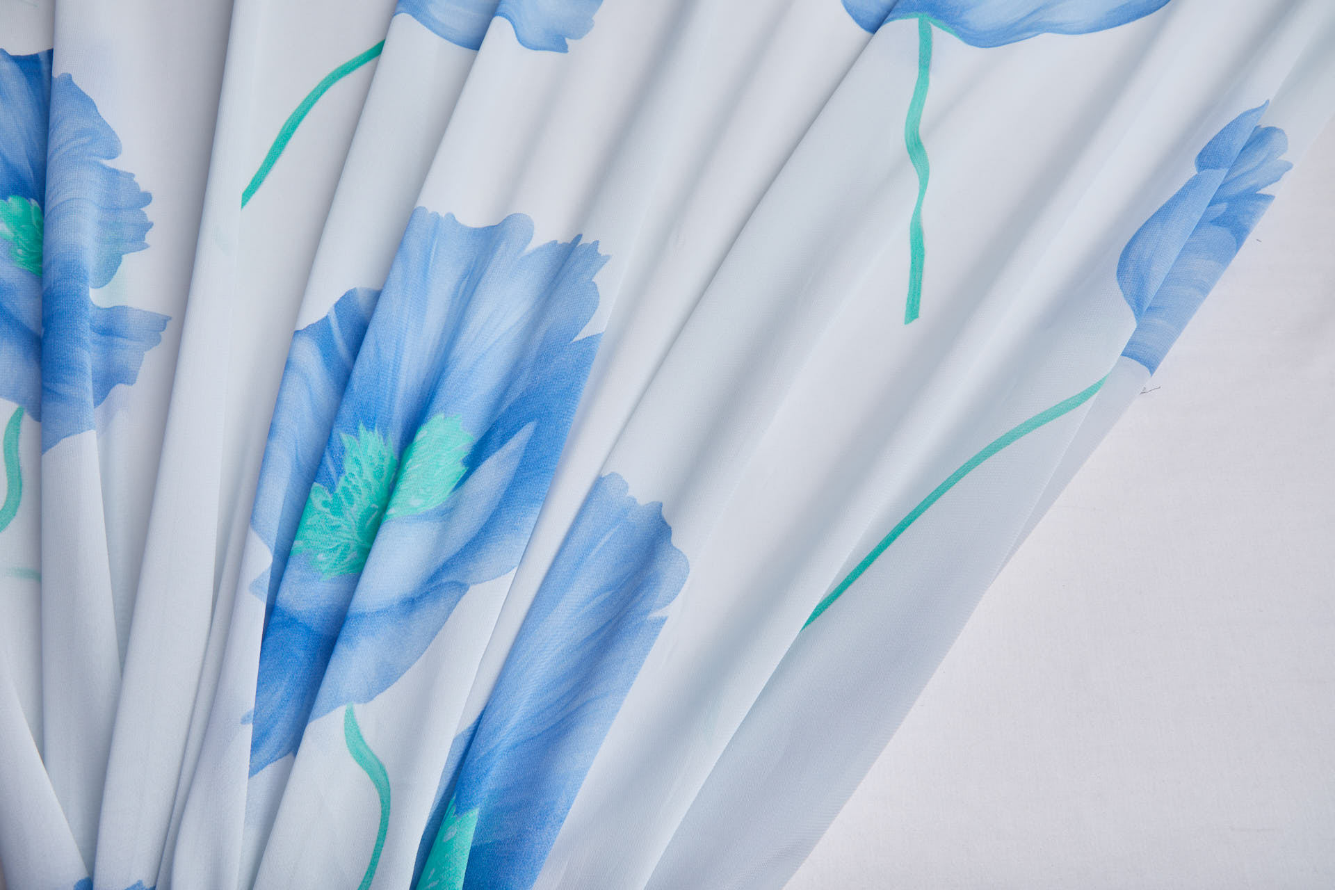 XXL Poppies Print Georgette in Blues fabric, image 7 of 10