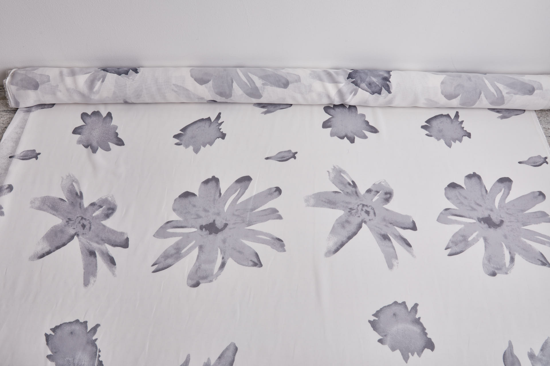 XXL Floral Print Chiffon in Grey and Ivory fabric, image 8 of 8