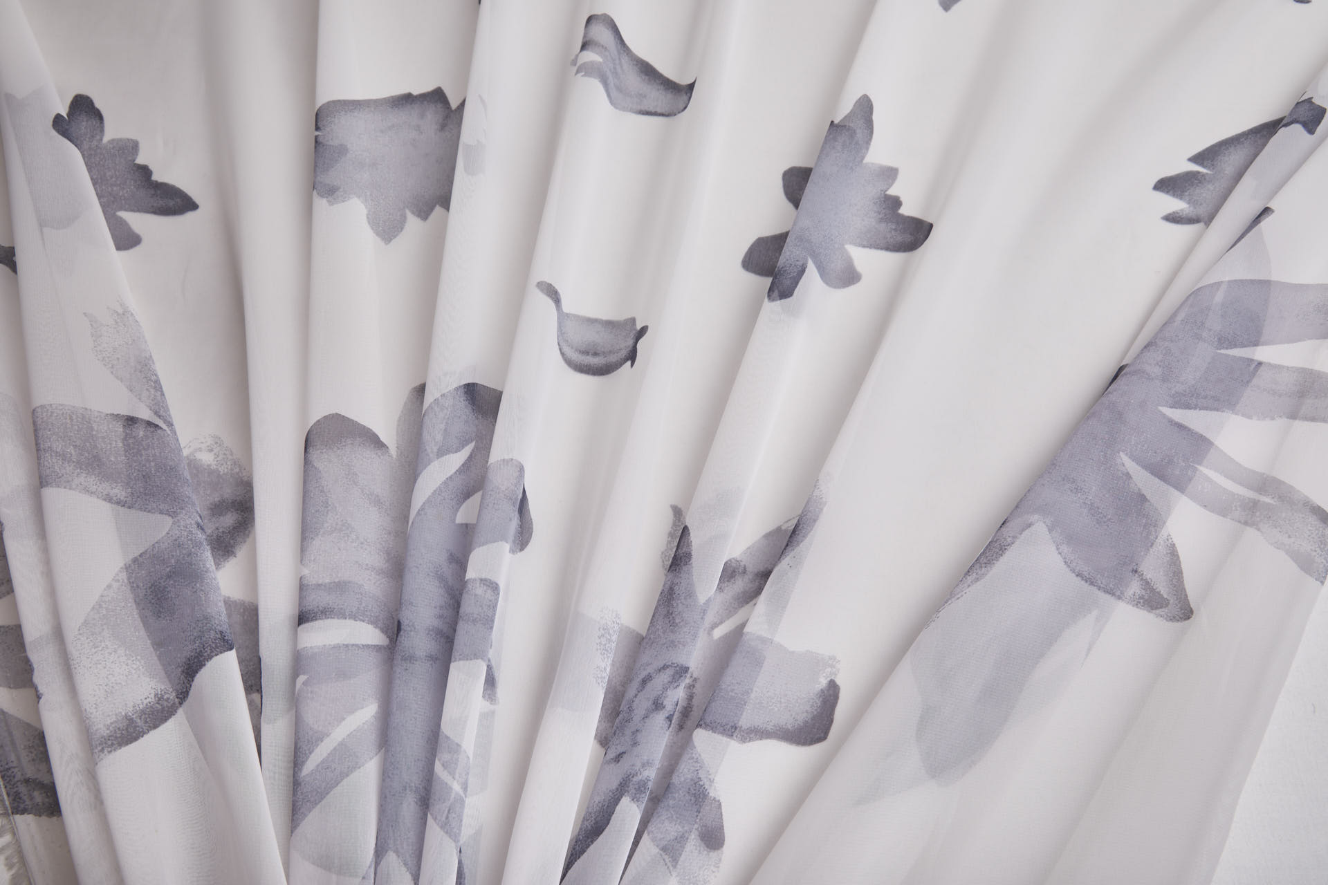 XXL Floral Print Chiffon in Grey and Ivory fabric, image 5 of 8