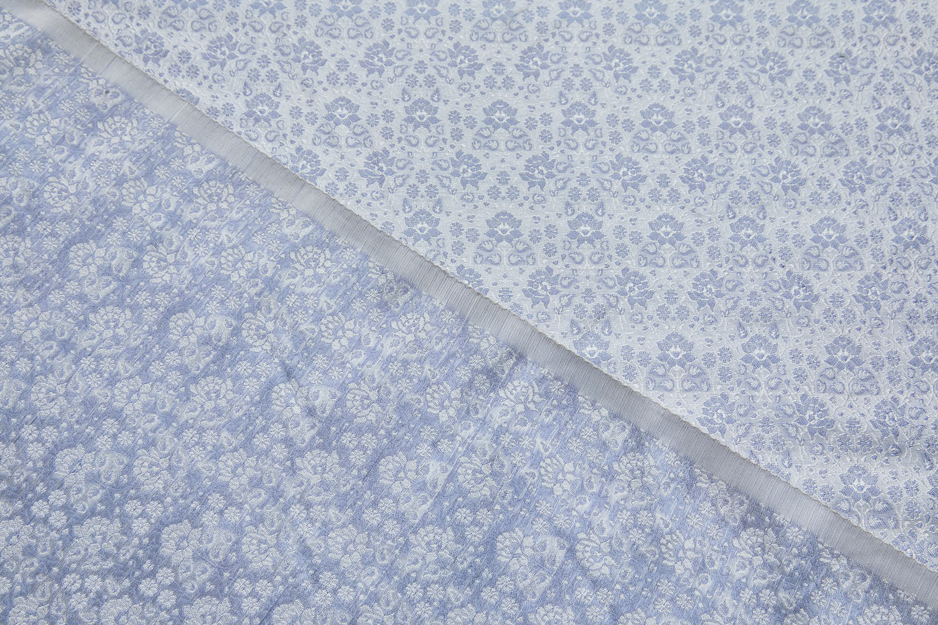 Small Pattern Banaras Brocade - Periwinkle and Ivory fabric, image 4 of 9