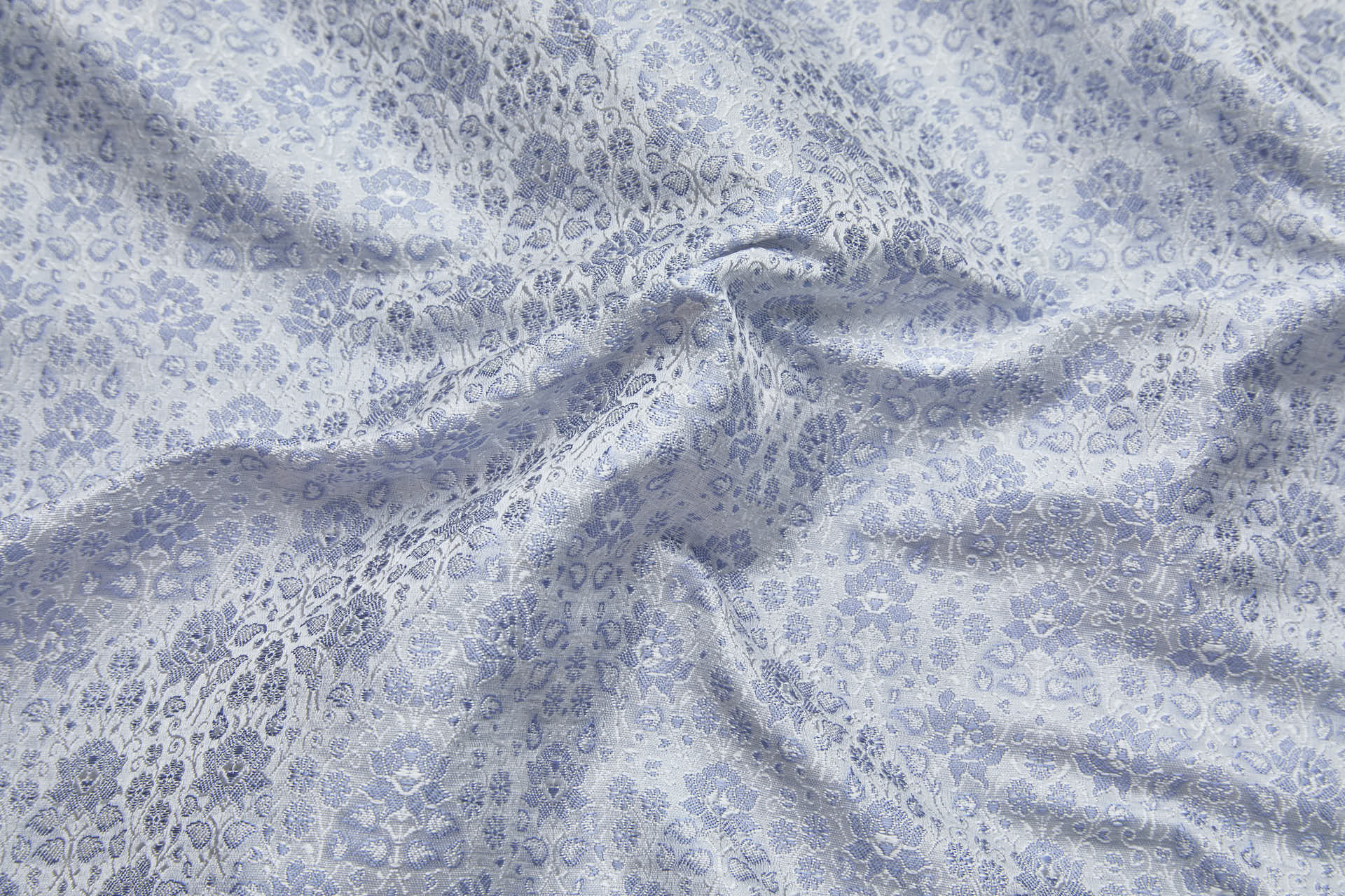 Small Pattern Banaras Brocade - Periwinkle and Ivory fabric, image 2 of 9