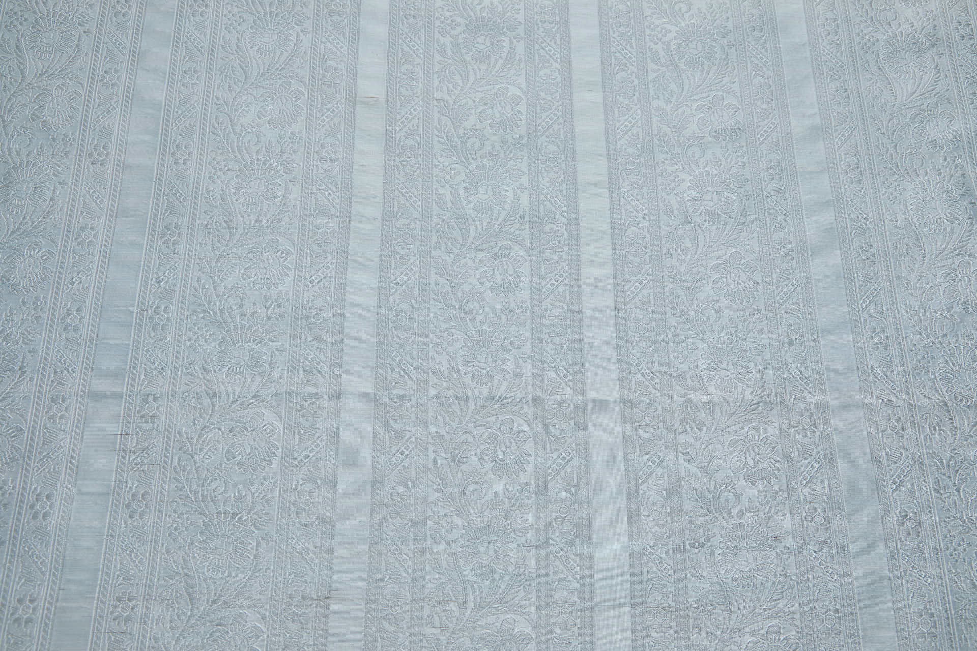 Striped Floral Banaras Brocade - Pale Blue fabric, image 4 of 8