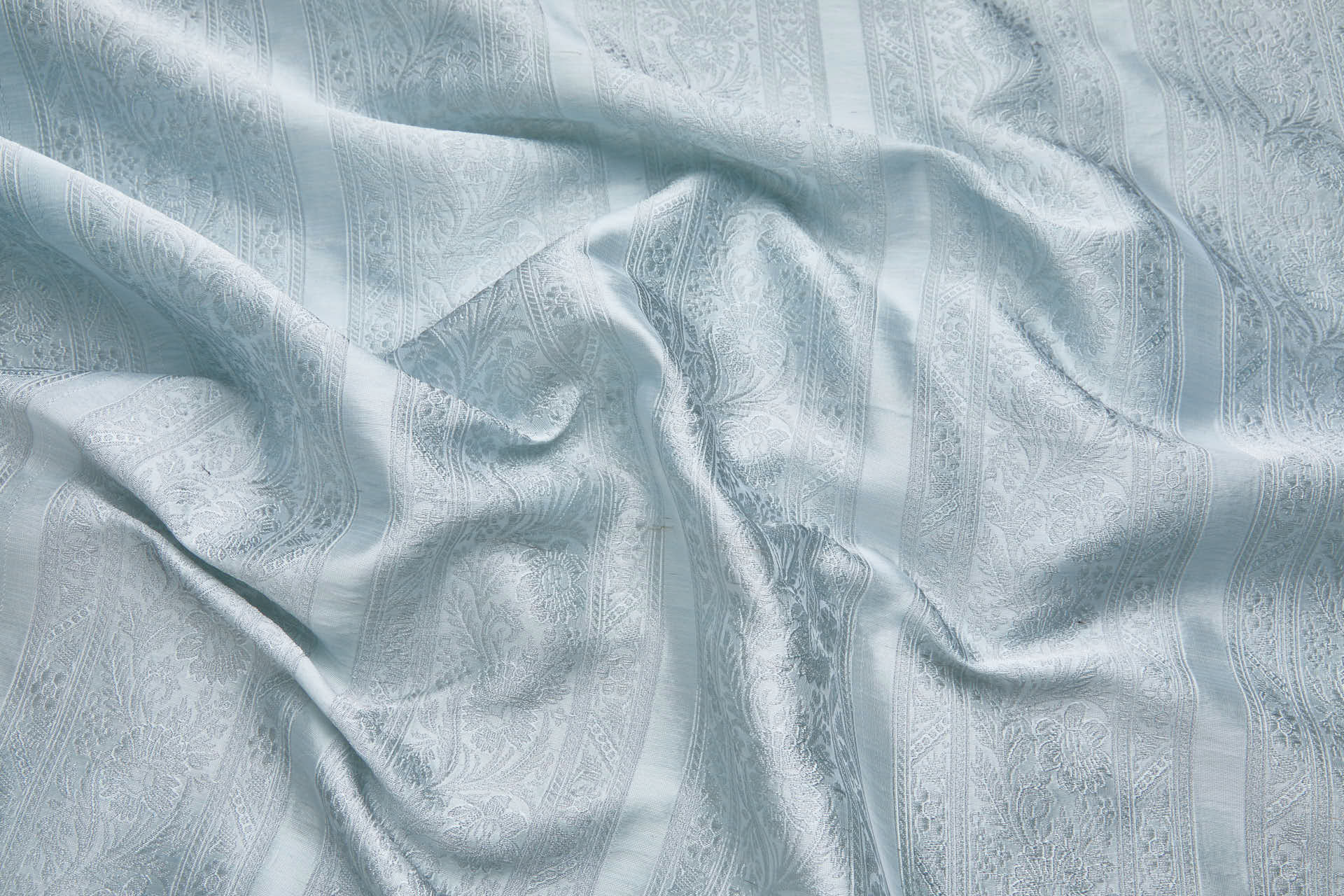 Striped Floral Banaras Brocade - Pale Blue fabric, image 6 of 8