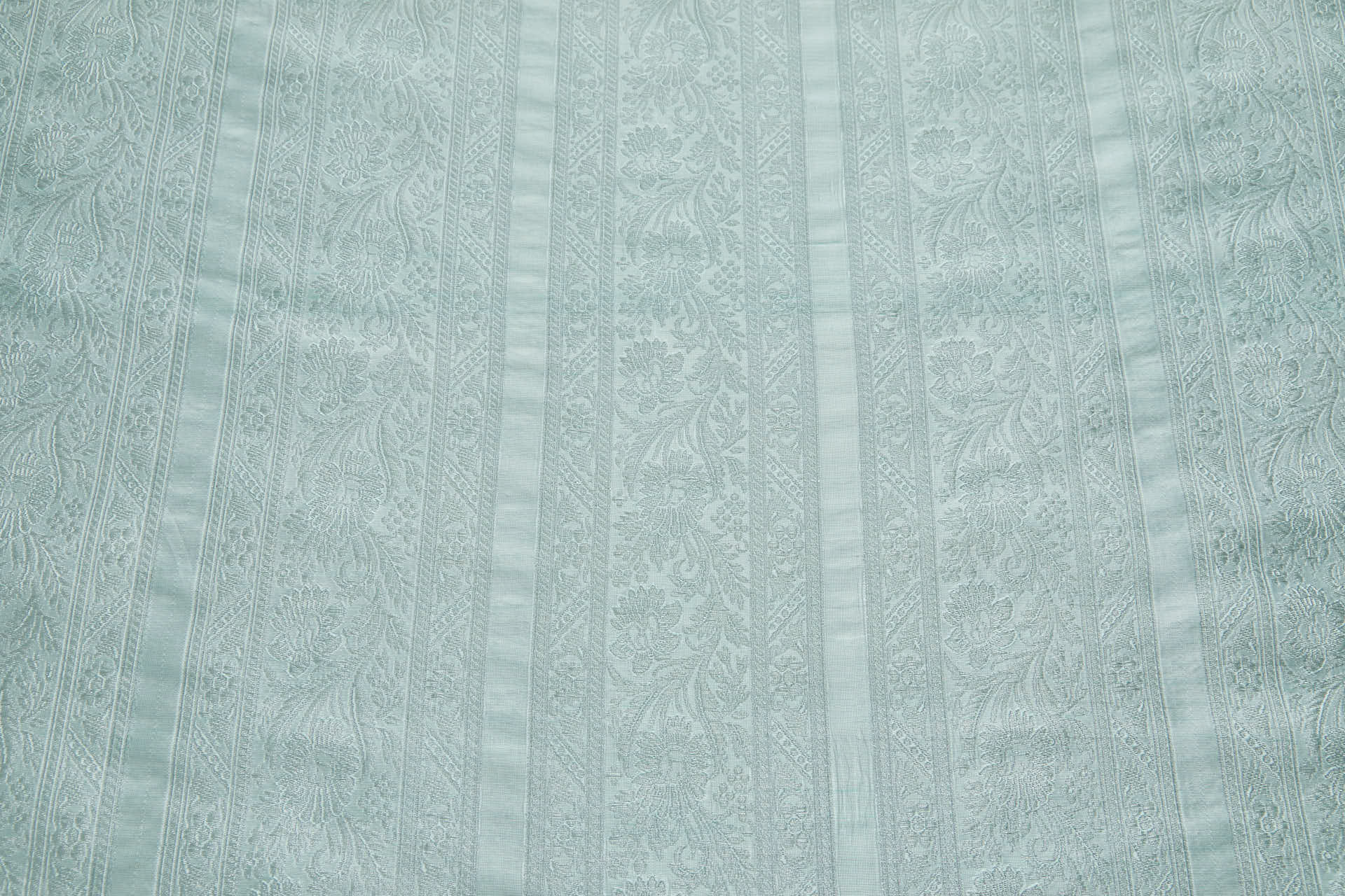 Striped Floral Banaras Brocade - Eau De Nil fabric, image 4 of 8