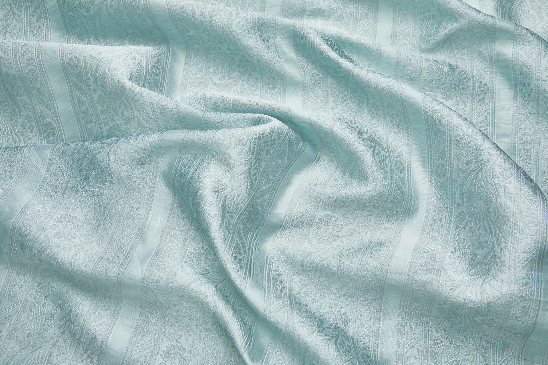 Striped Floral Banaras Brocade - Eau De Nil fabric, image 6 of 8