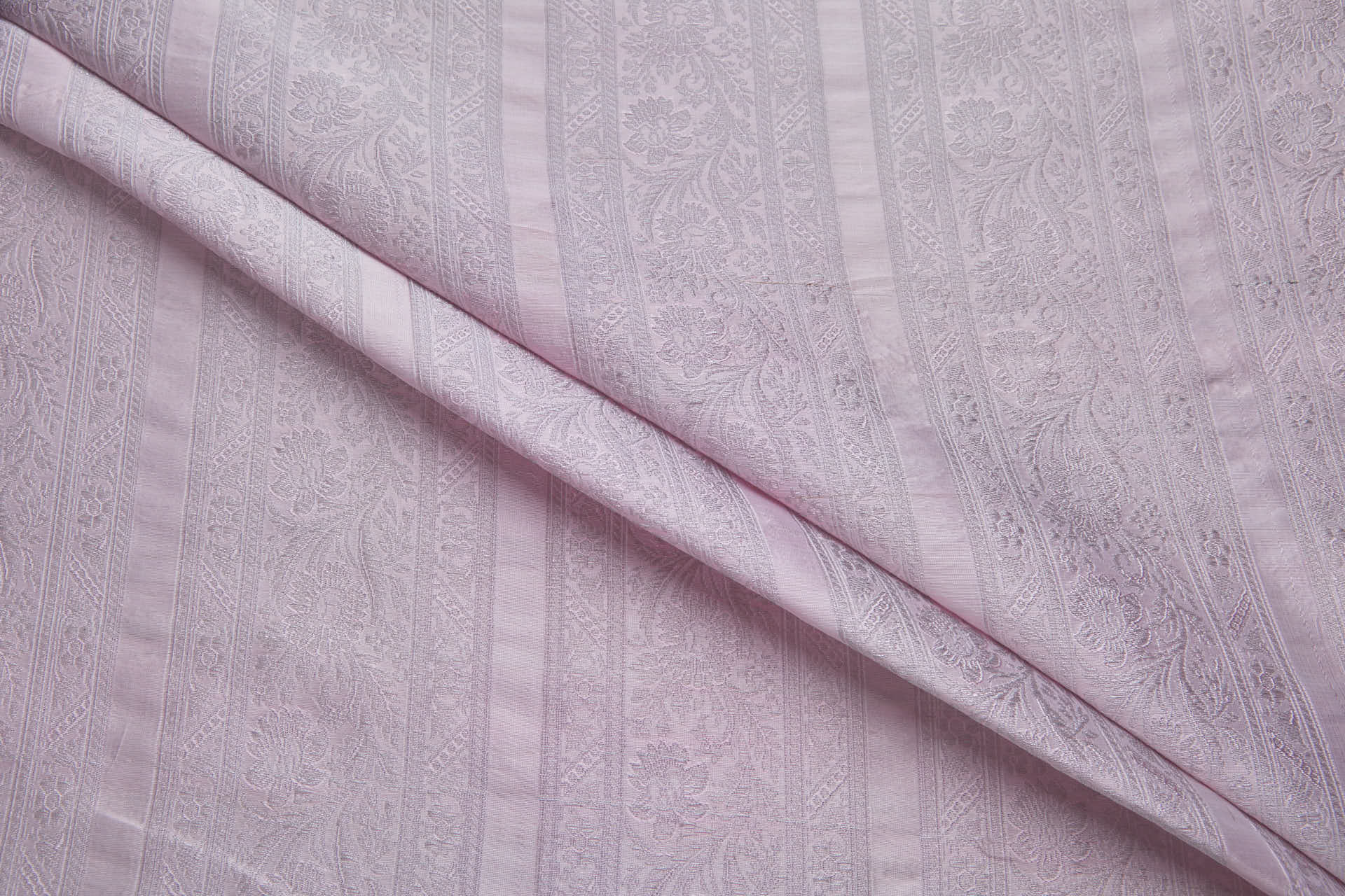 Striped Floral Banaras Brocade - Sugar Pink fabric, image 3 of 8