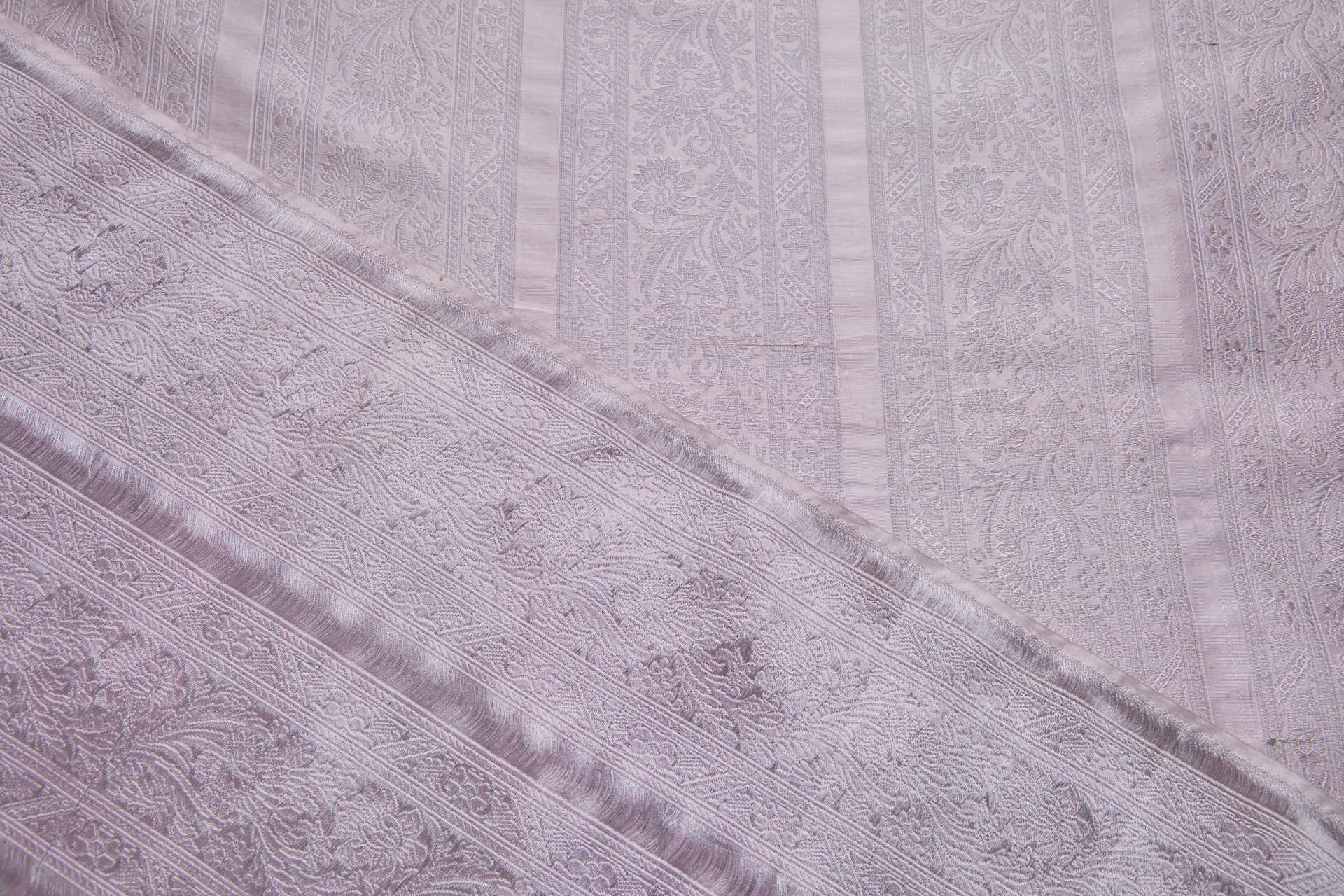 Striped Floral Banaras Brocade - Sugar Pink fabric, image 4 of 8