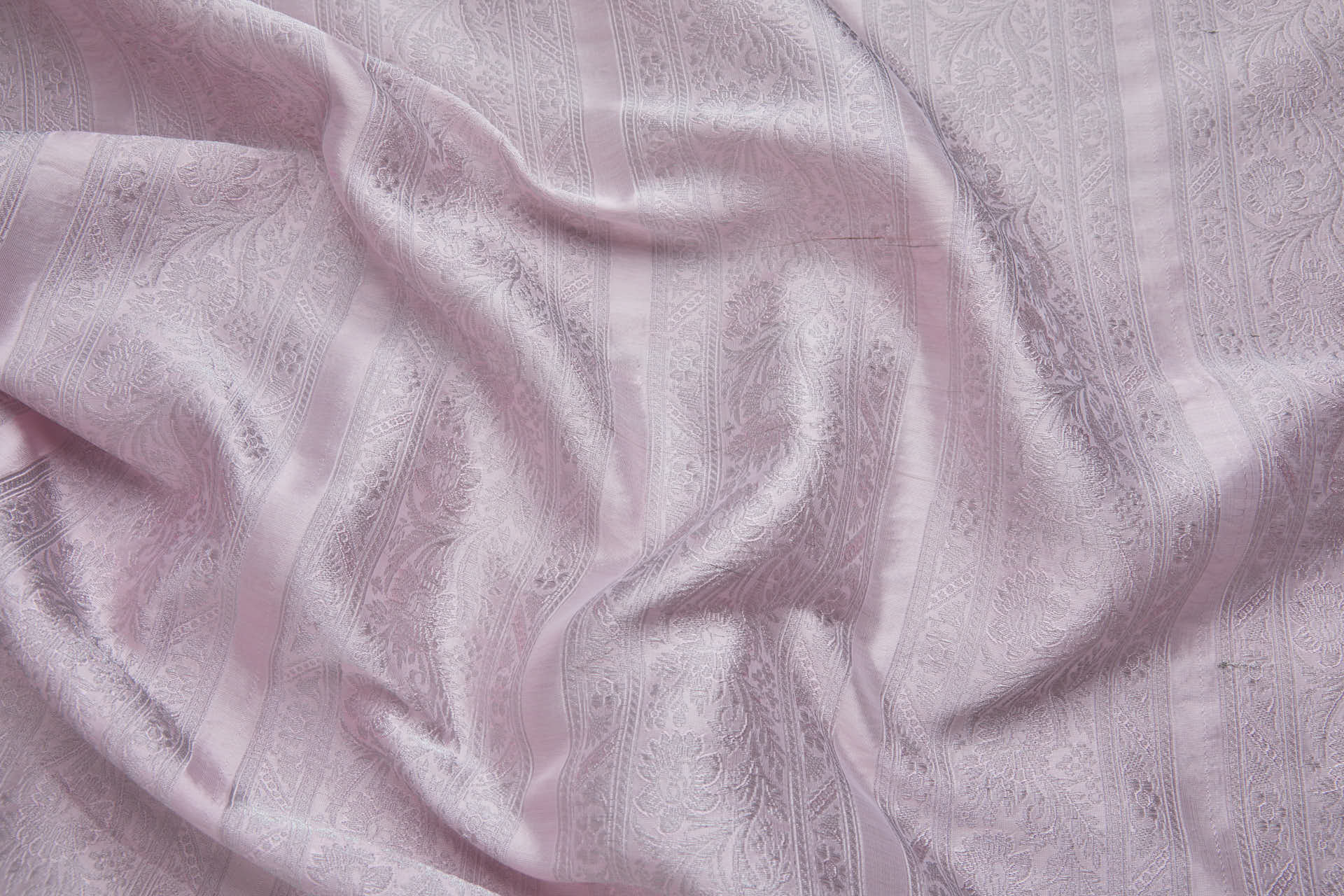 Striped Floral Banaras Brocade - Sugar Pink fabric, image 5 of 8