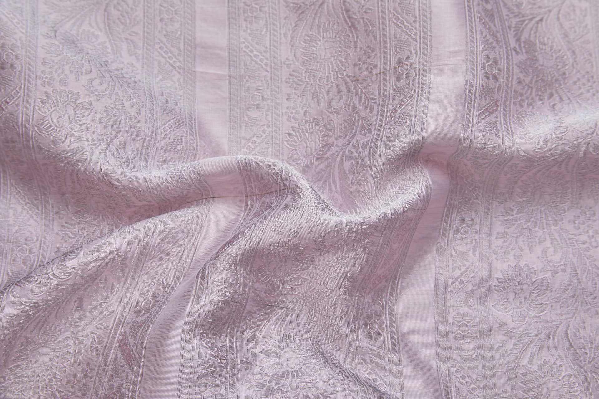 Striped Floral Banaras Brocade - Sugar Pink fabric, image 2 of 8