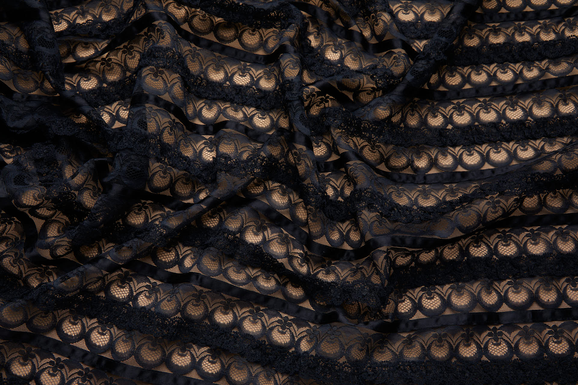 Poison Apple Lace Stripe with Applique in Black fabric, image 5 of 10