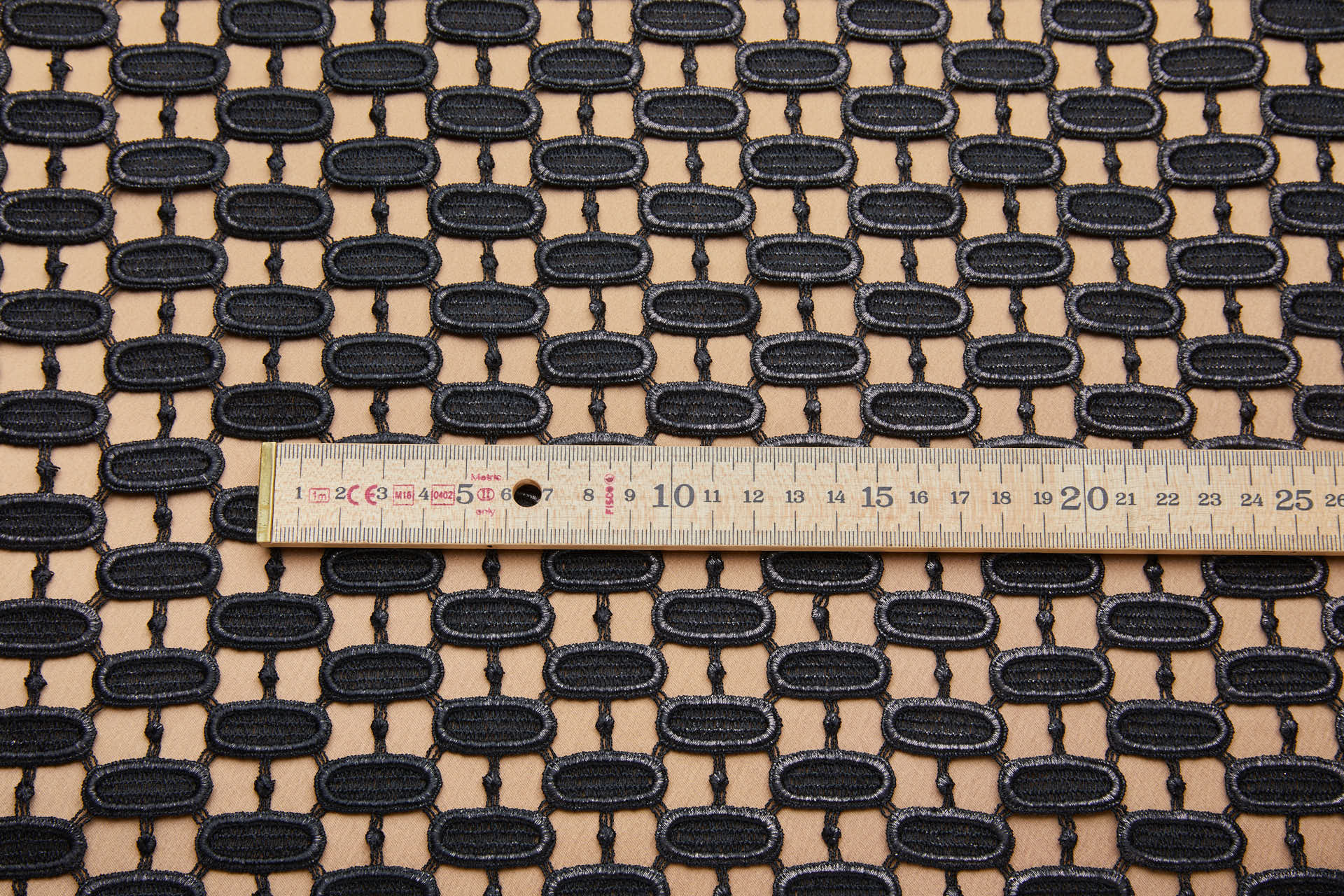 Lozenge Links Foiled Guipure in Black fabric, image 4 of 9