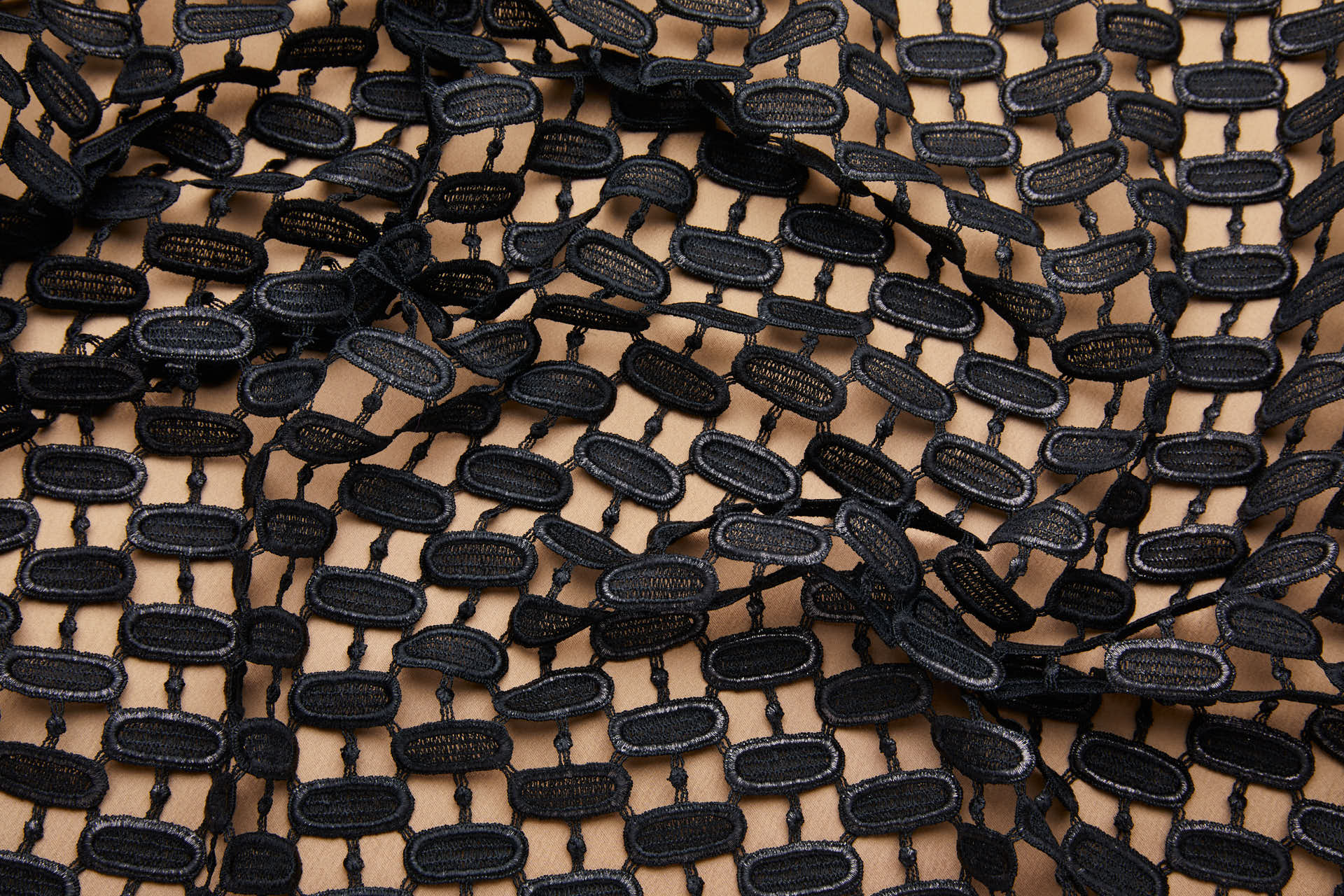 Lozenge Links Foiled Guipure in Black fabric, image 5 of 9