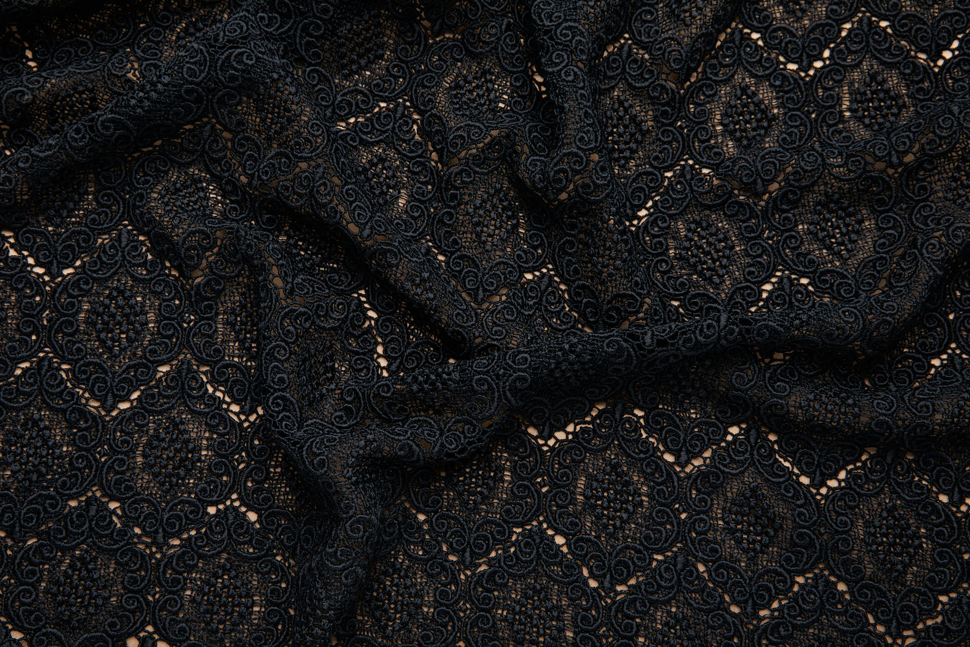 Ornamental Trapezoid Dense Guipure in Black fabric, image 5 of 10