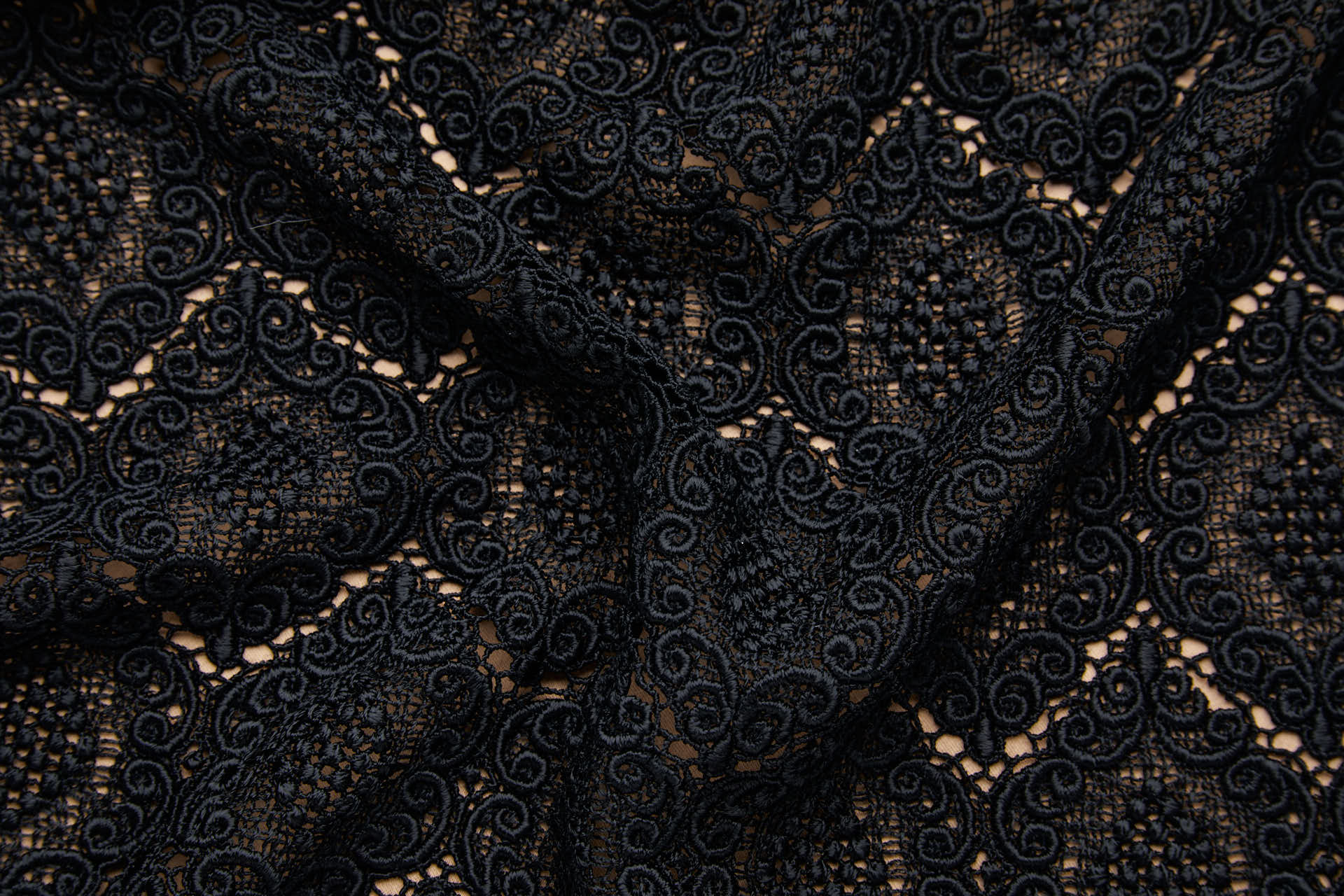 Ornamental Trapezoid Dense Guipure in Black fabric, image 3 of 10